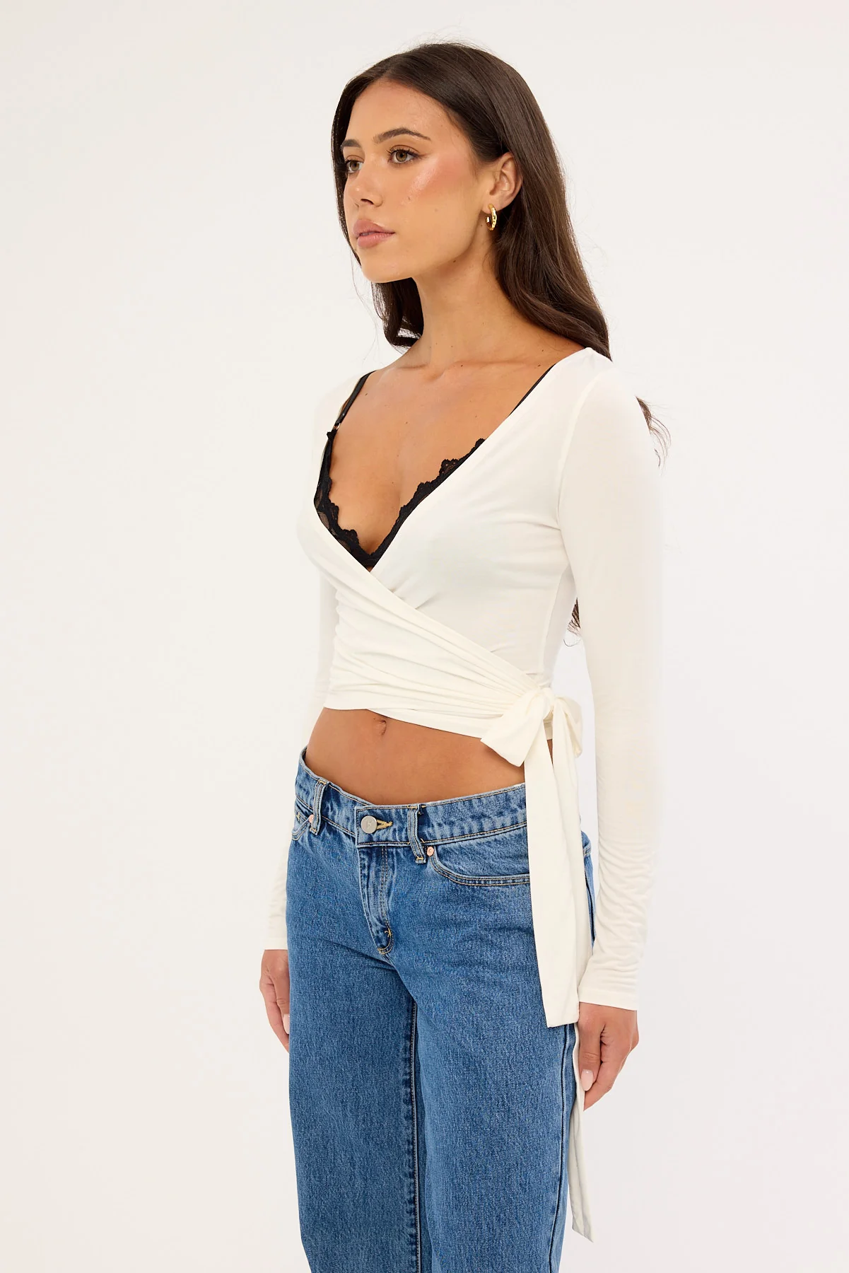 L&t Lila Wrap Long Sleeve Top White - Image 4