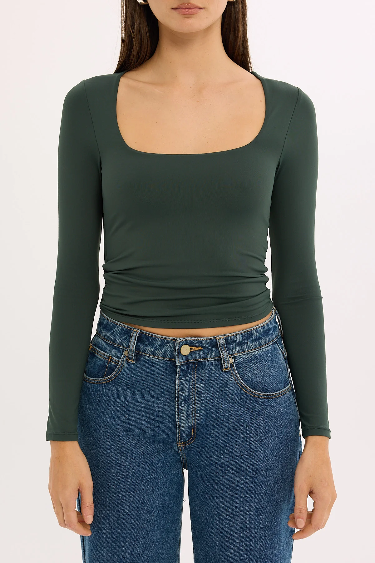 L&t Long Sleeve Scoop Neck Tee Dark Green - Image 7
