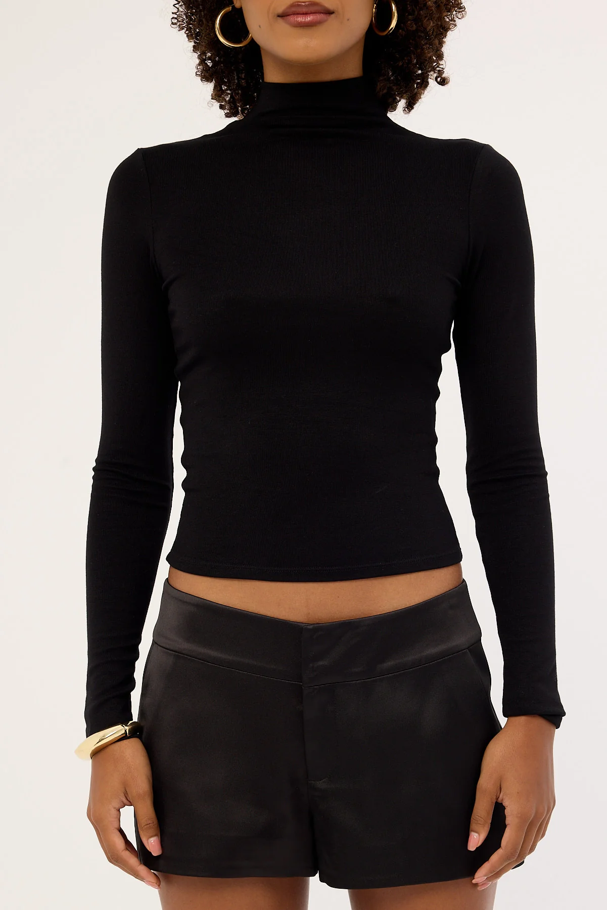 L&t Mock Neck Long Sleeve T-shirt Black - Image 5
