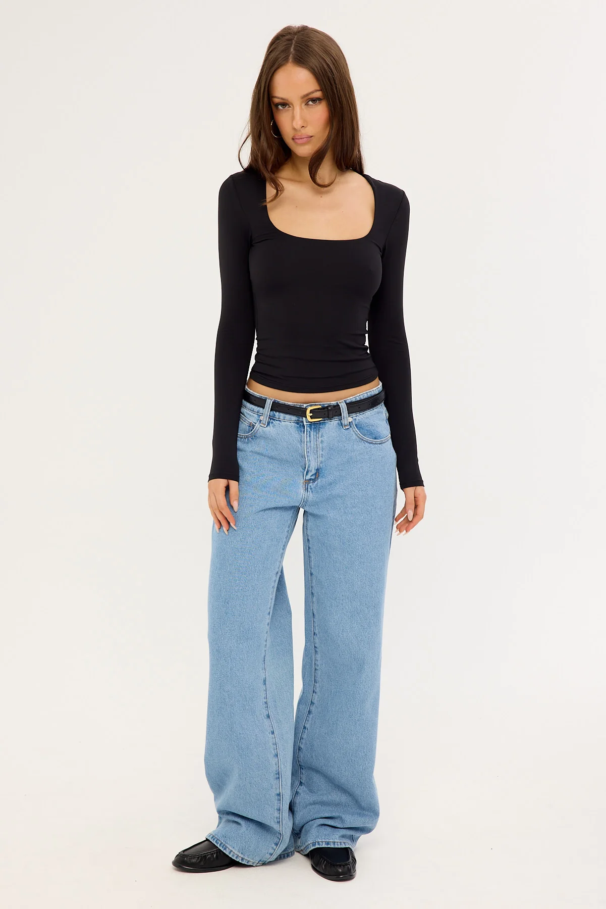 L&t Recycle Long Sleeve Scoop Neck Tee Black - Image 2