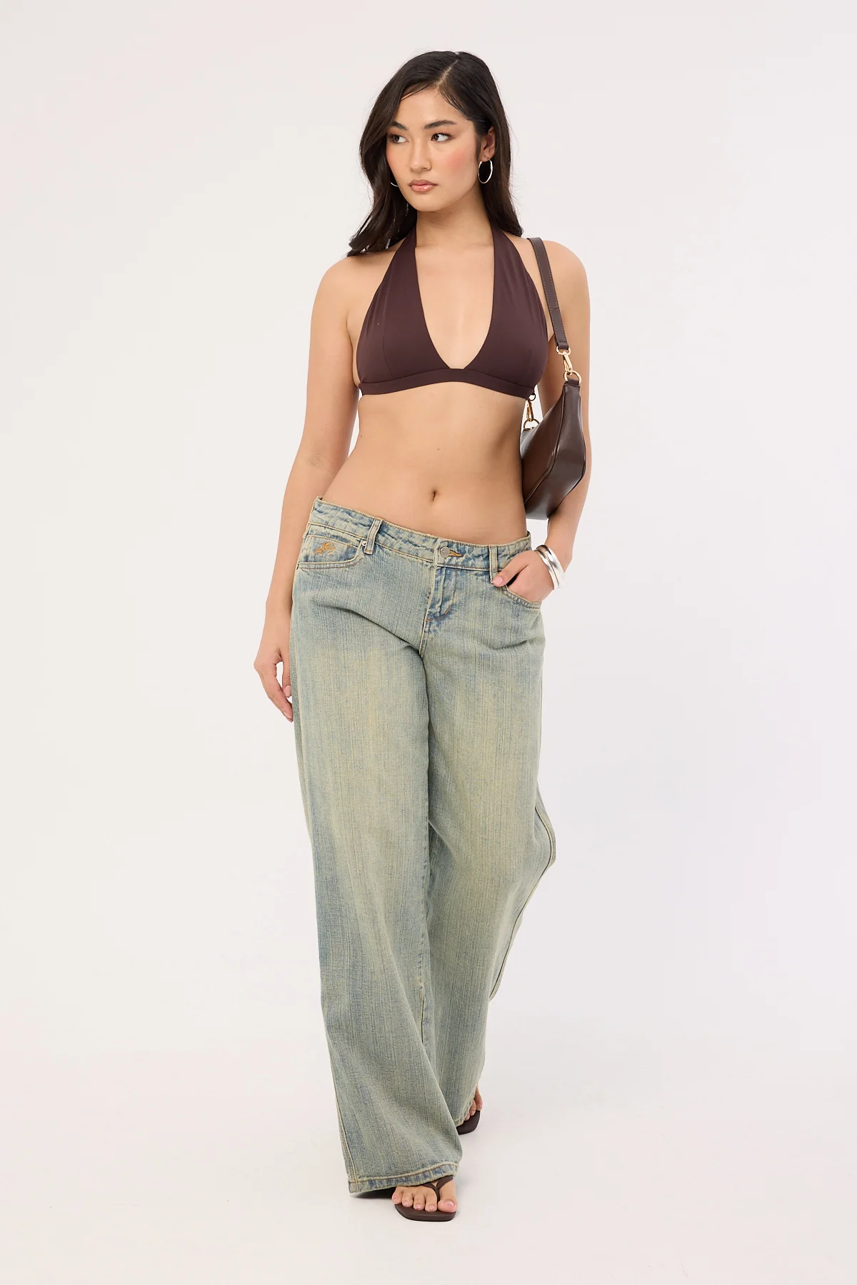 L&t Recycled Halter Bralette Brown - Image 3