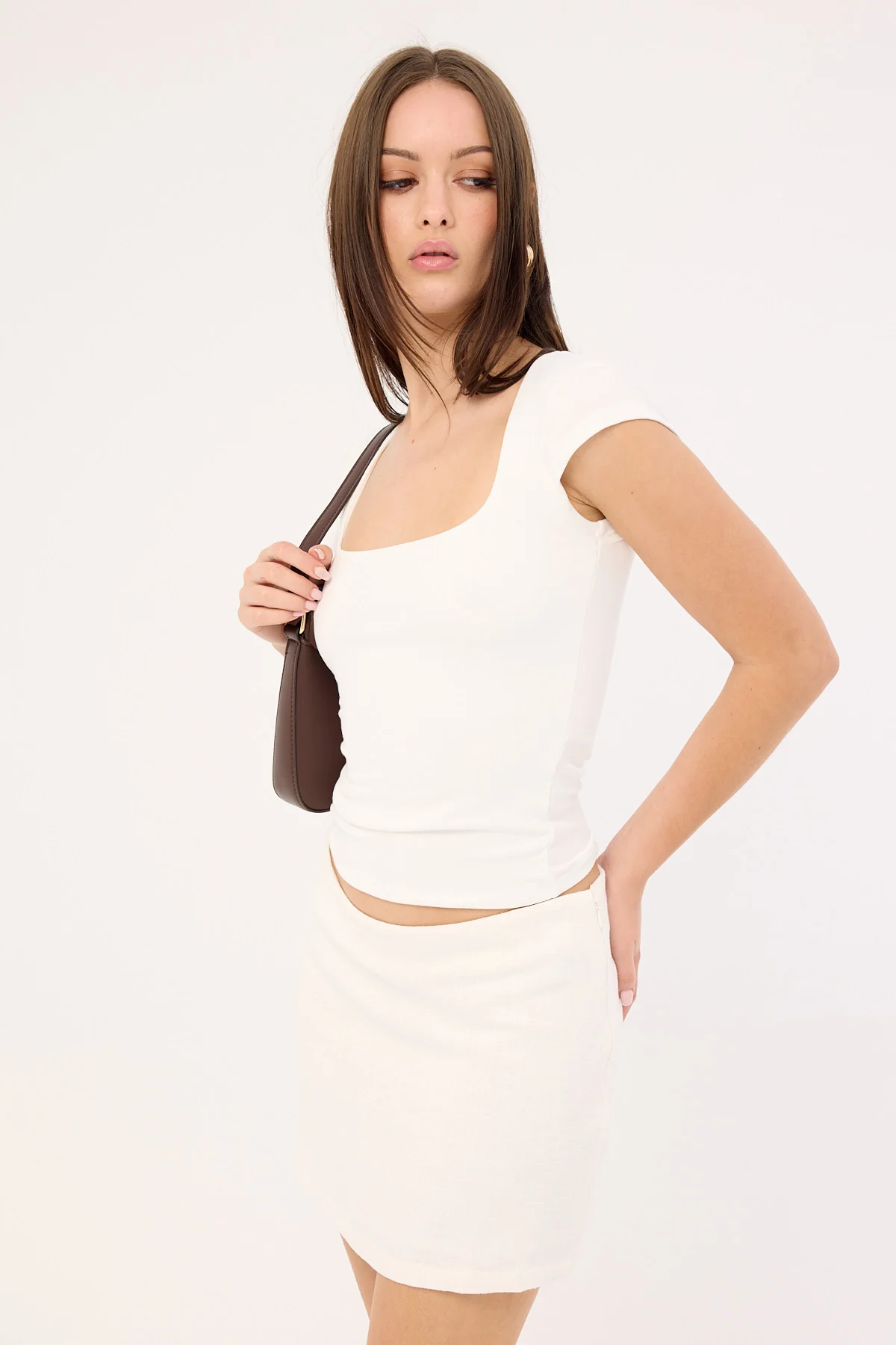 L&t Square Neck Cap Sleeve T-shirt Off White - Image 4