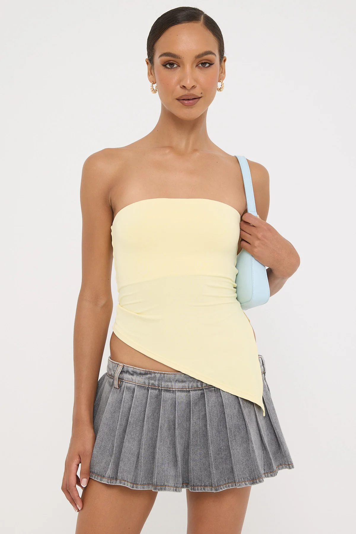 L&t Strapless Asymmetrical Top Yellow - Image 2