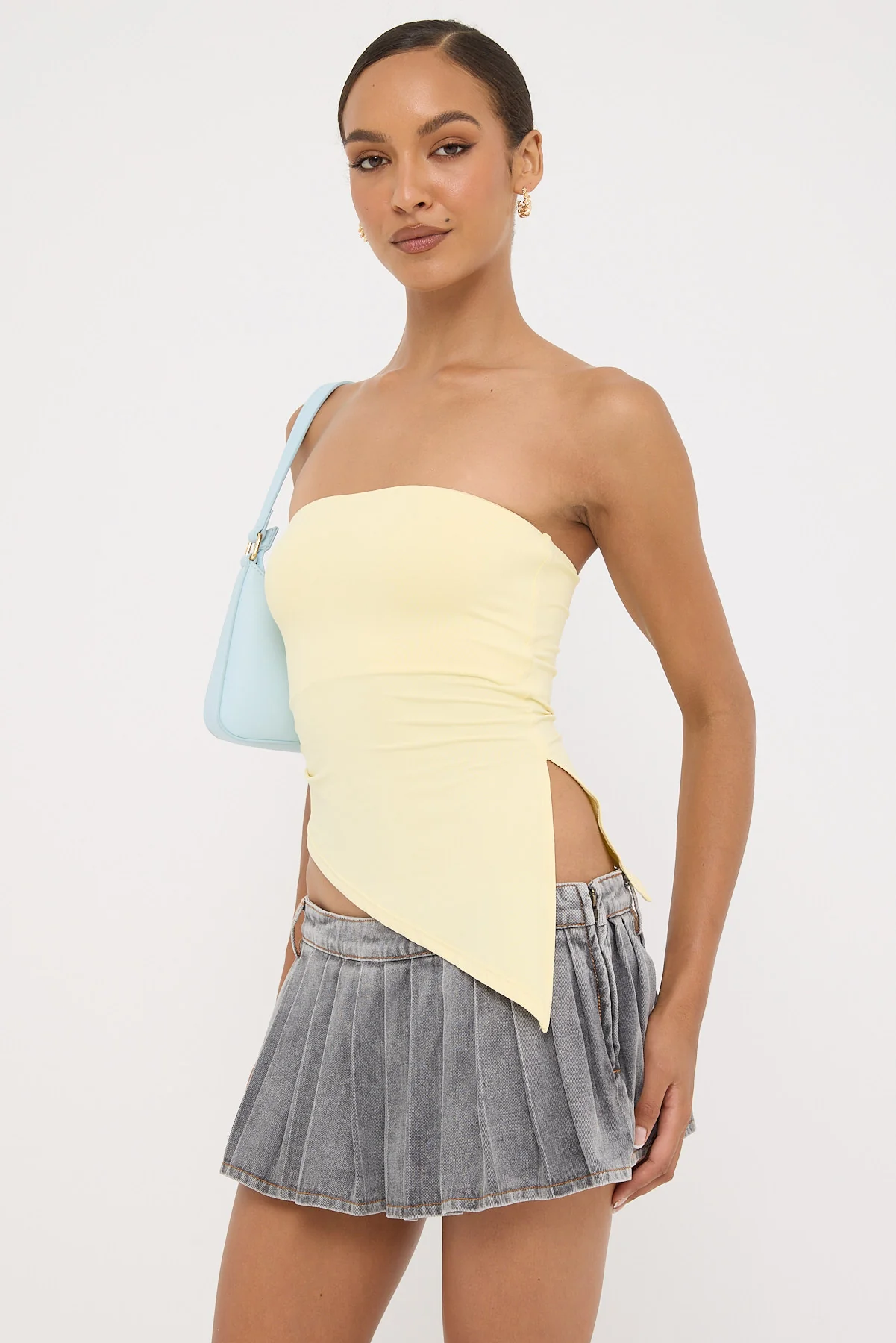 L&t Strapless Asymmetrical Top Yellow - Image 3