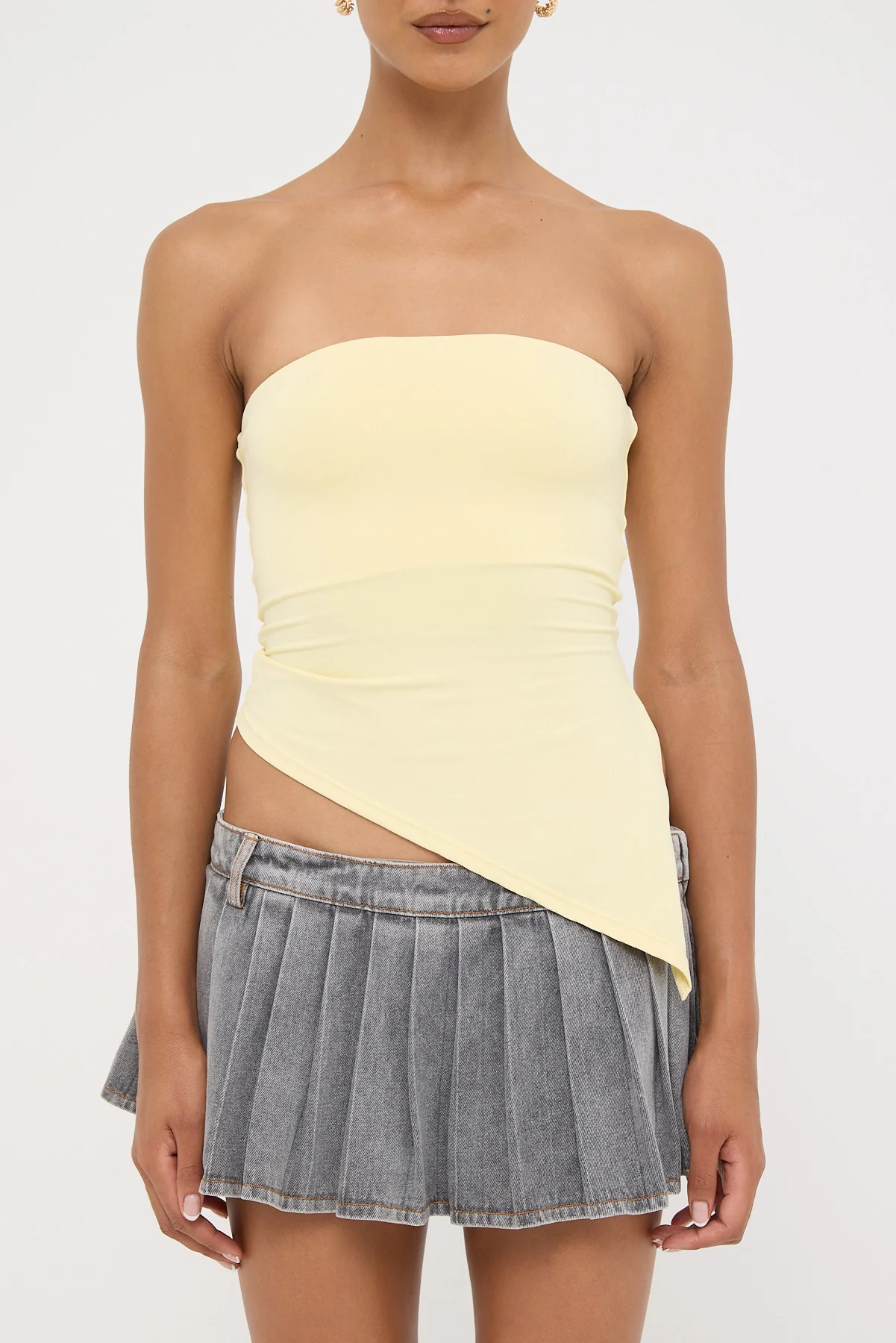 L&t Strapless Asymmetrical Top Yellow - Image 6