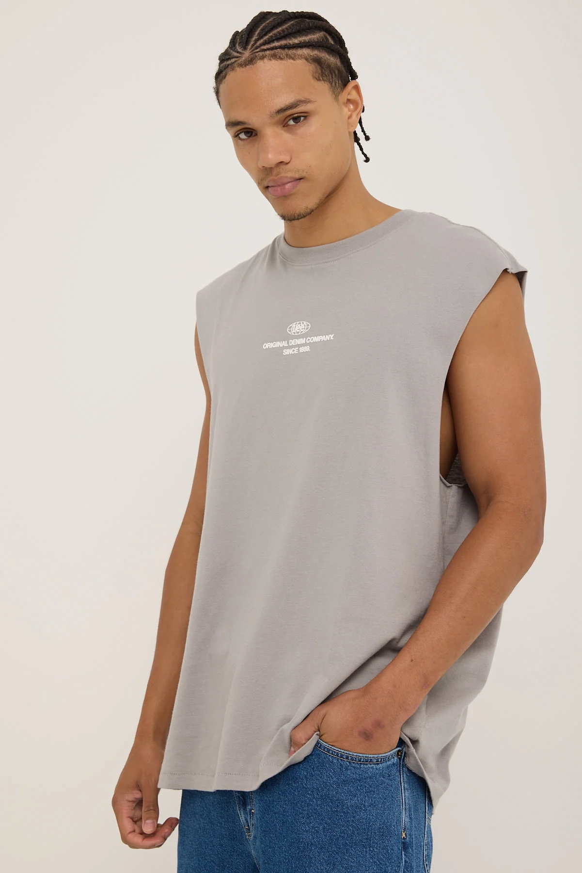 Lee Denim Co Muscle Tee Stone Steel - Image 3