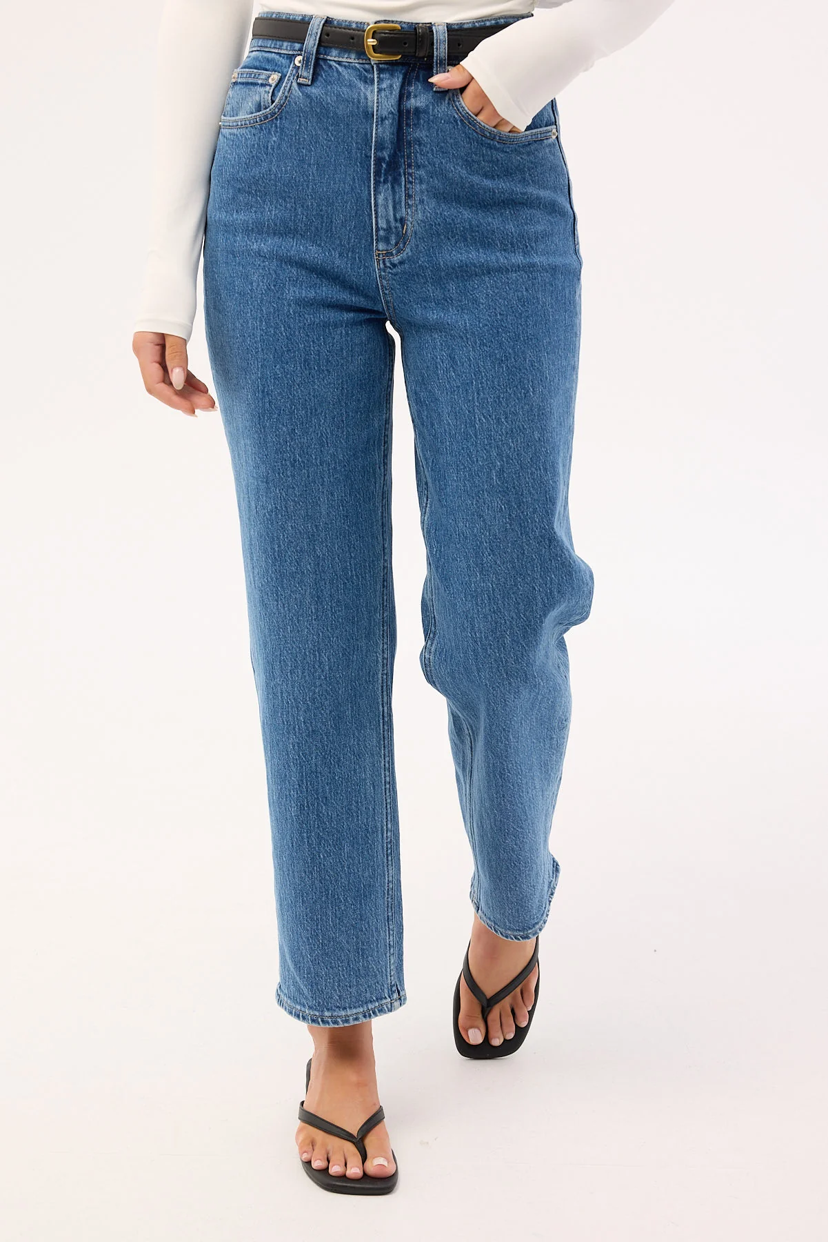 Lee High Straight Crop Jean Cobalt Blue - Image 2