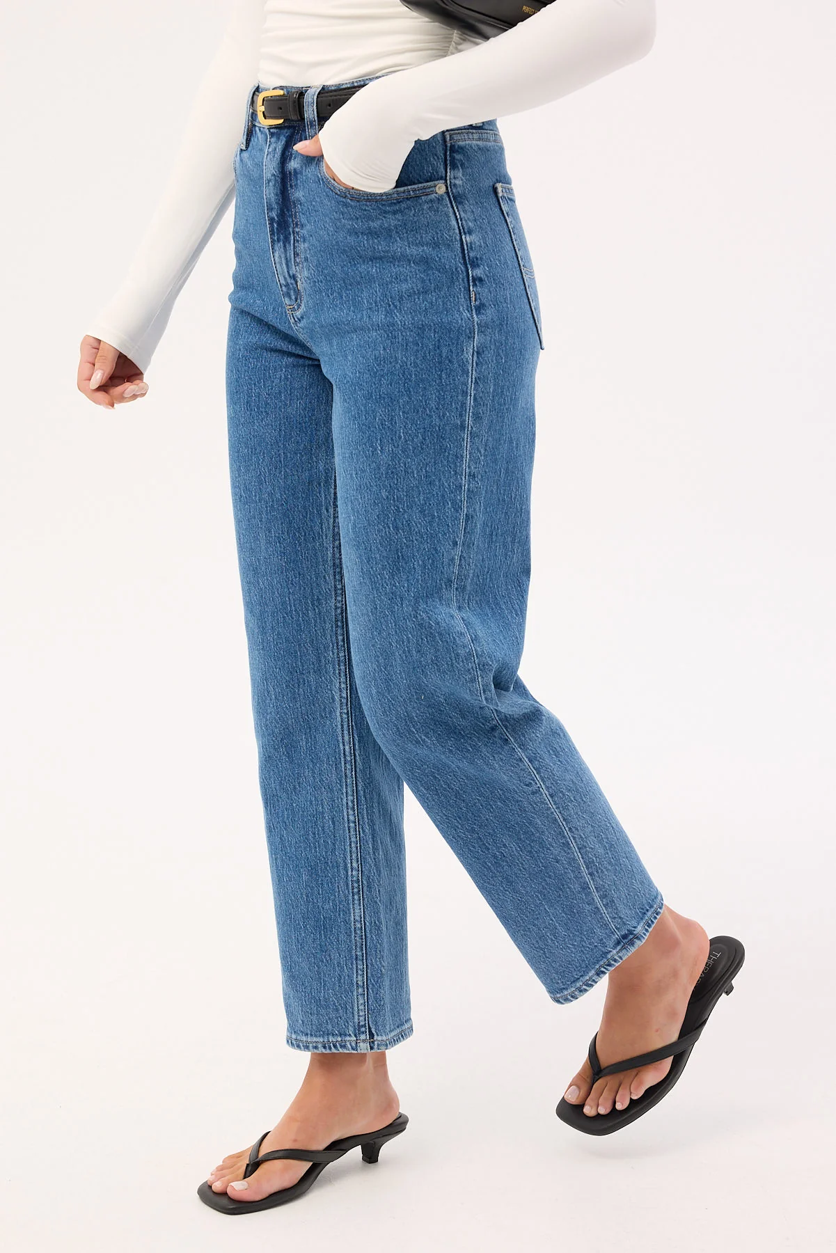 Lee High Straight Crop Jean Cobalt Blue - Image 4