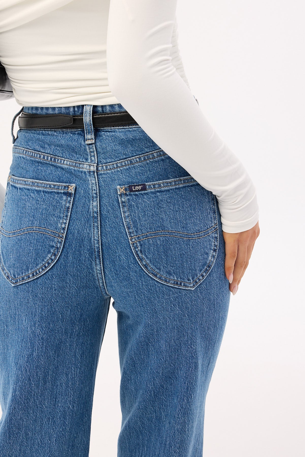 Lee High Straight Crop Jean Cobalt Blue - Image 7