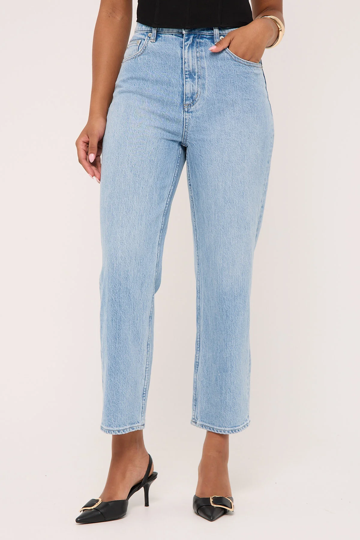 Lee High Straight Crop Jean Skyline Blue - Image 3