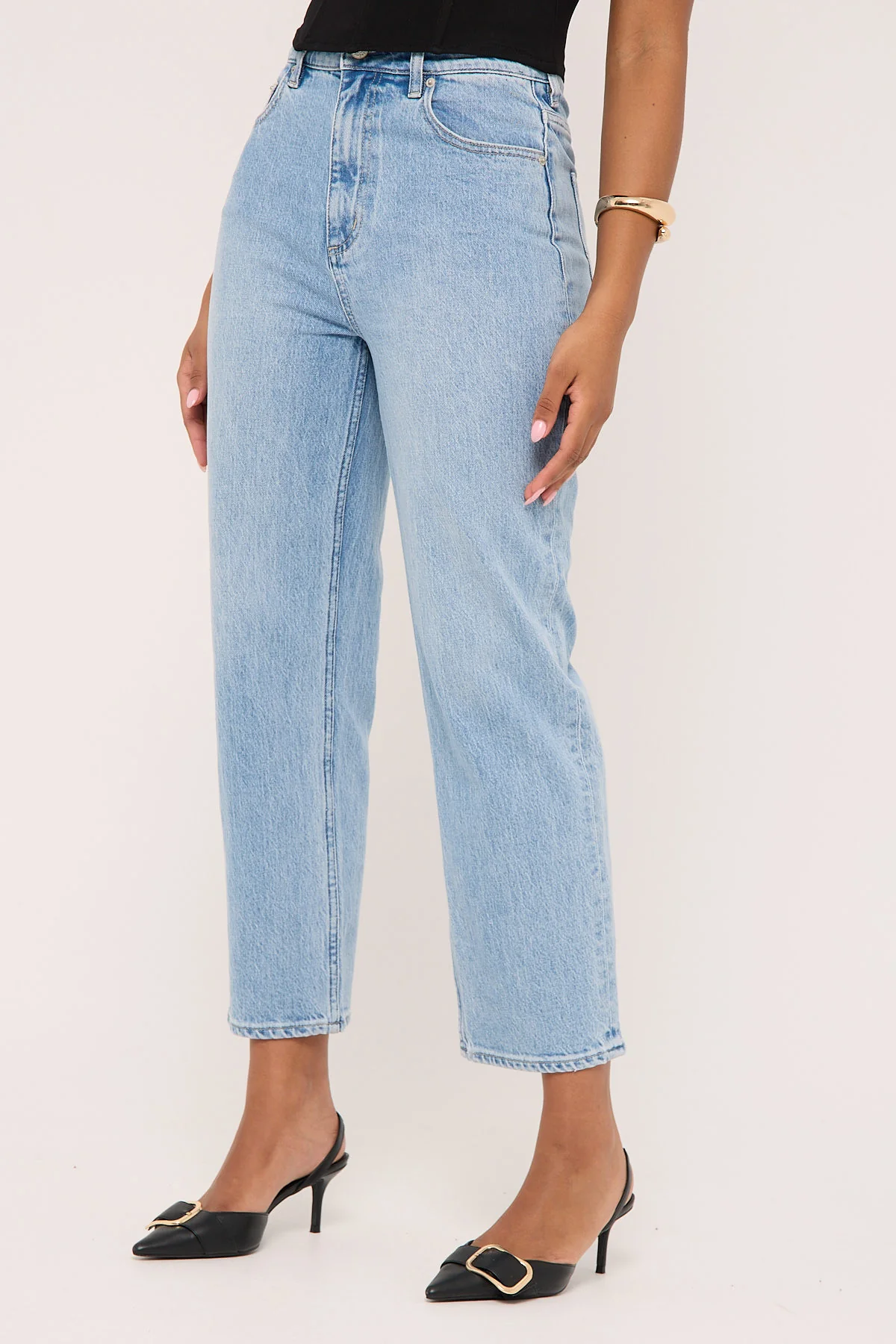 Lee High Straight Crop Jean Skyline Blue - Image 4
