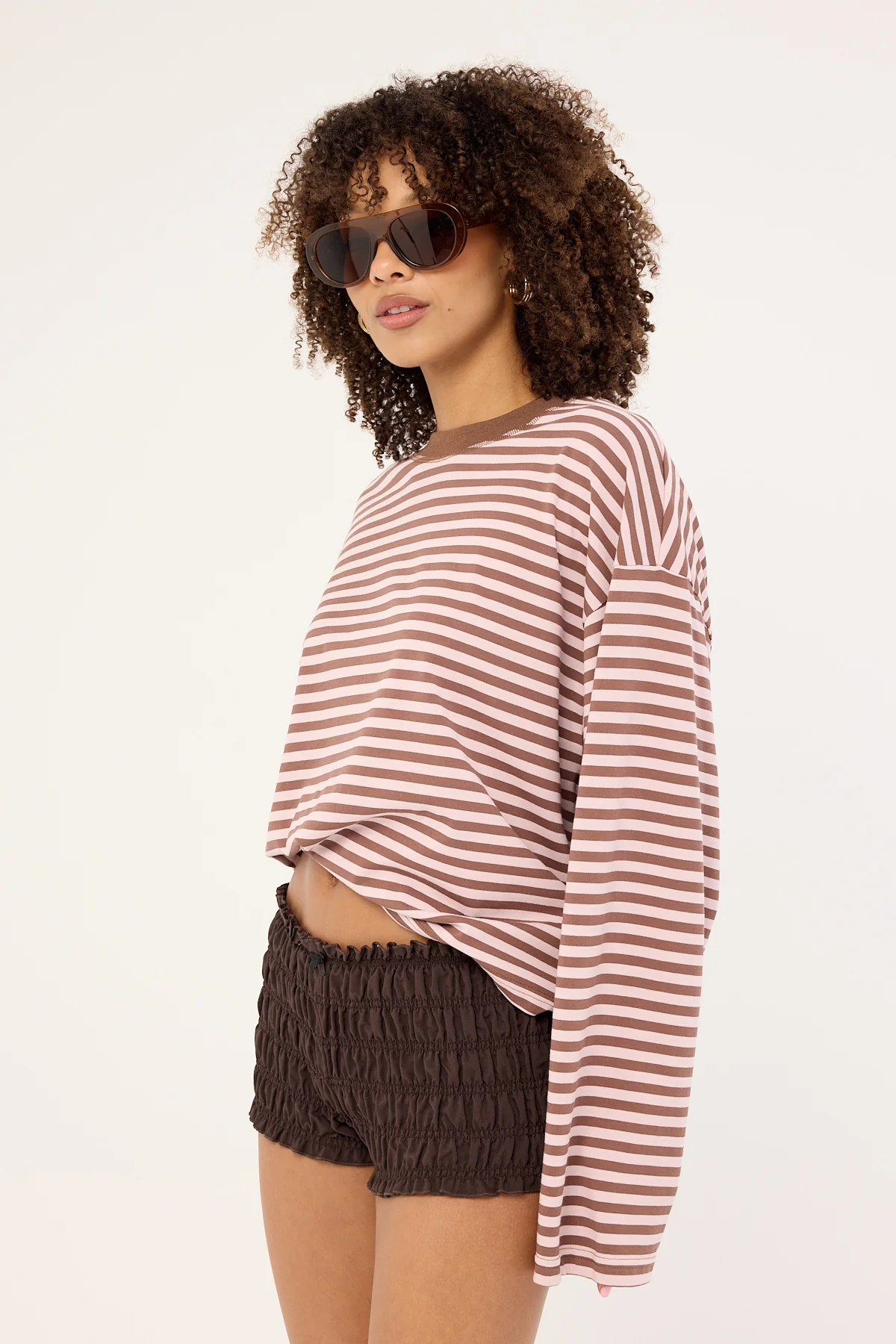 Lioness Bloom Long Sleeve Chocolate Blush Stripe - Image 5