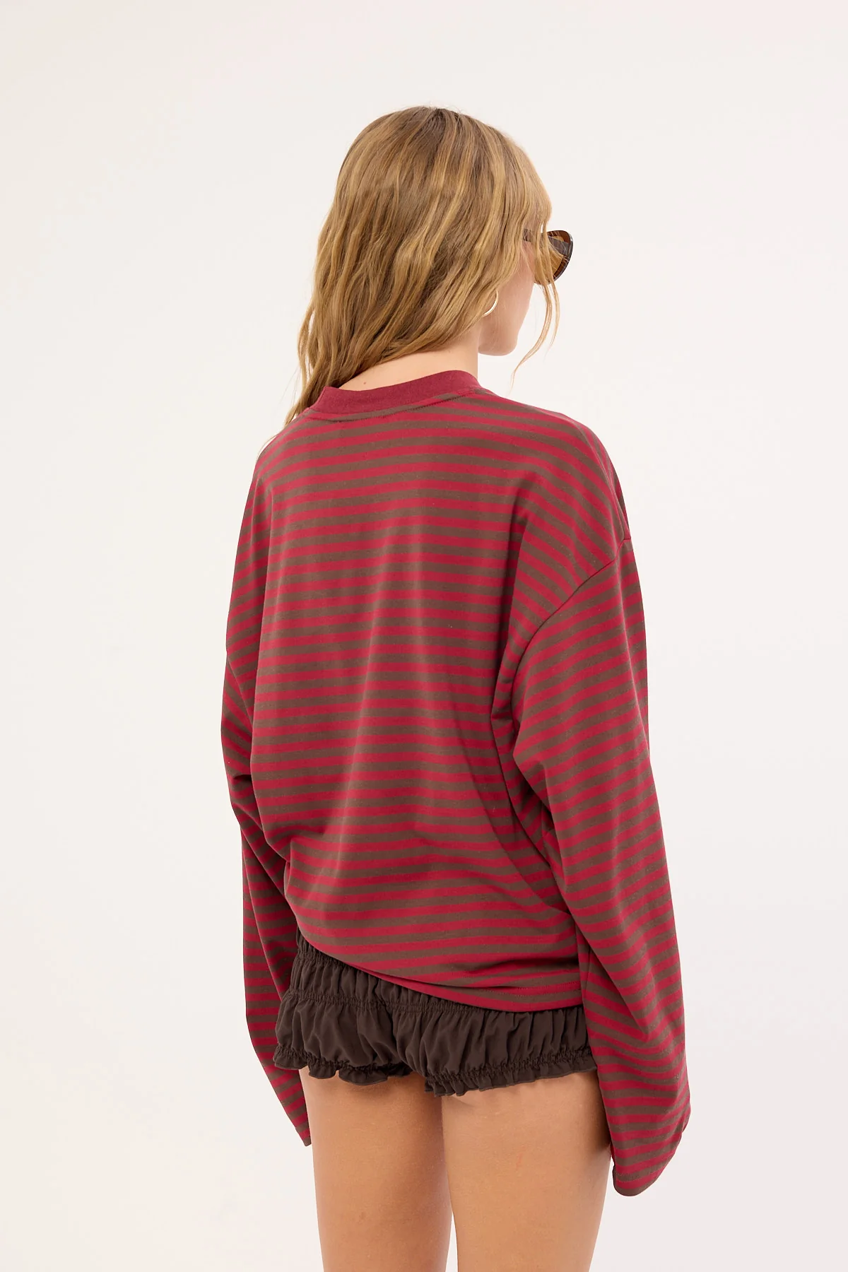 Lioness Bloom Long Sleeve Chocolate Wine Stripe - Image 5