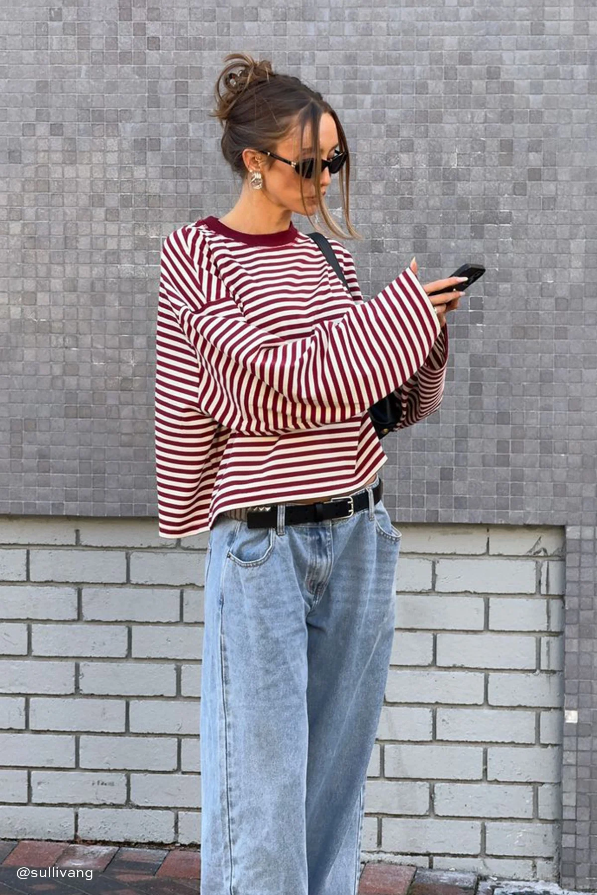Lioness Bloom Long Sleeve Wine Stripe - Image 8