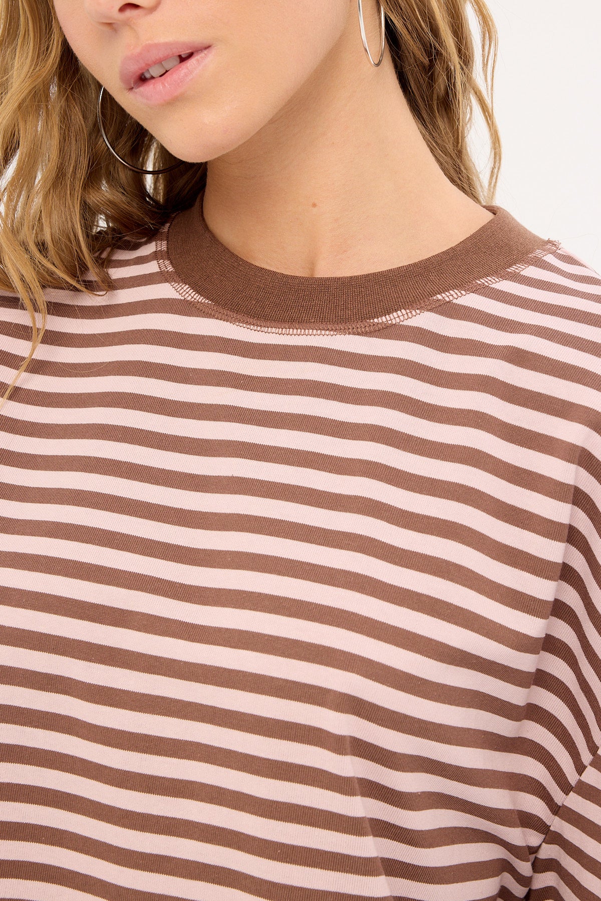 Lioness Bloom Short Sleeve Chocolate Blush Stripe - Image 3