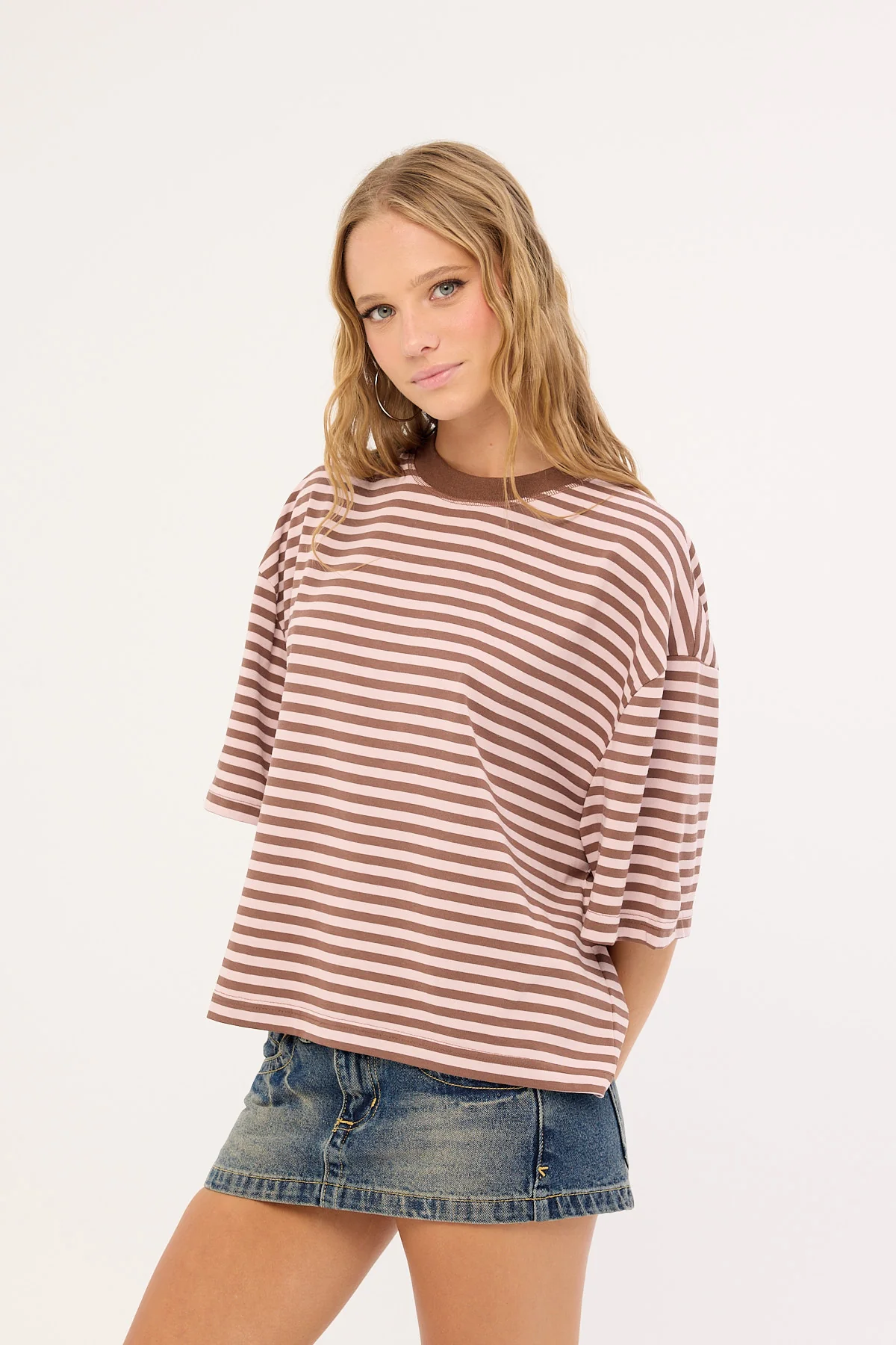 Lioness Bloom Short Sleeve Chocolate Blush Stripe - Image 4