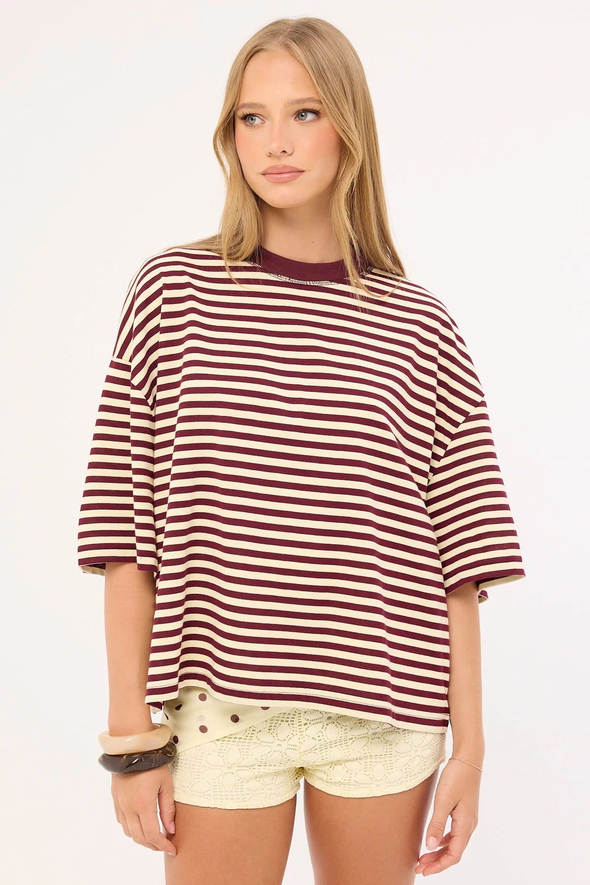 Lioness Bloom Short Sleeve Plum Stripe - Image 3