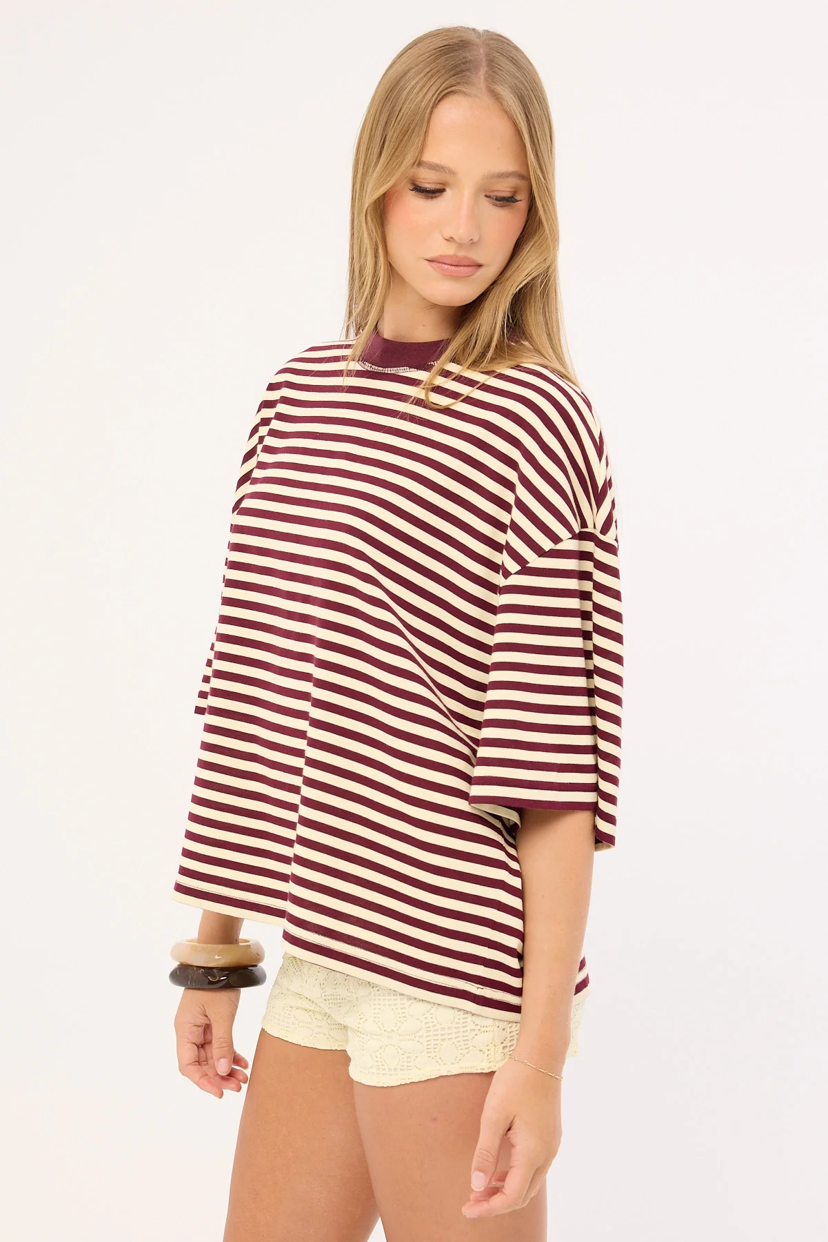 Lioness Bloom Short Sleeve Plum Stripe - Image 4