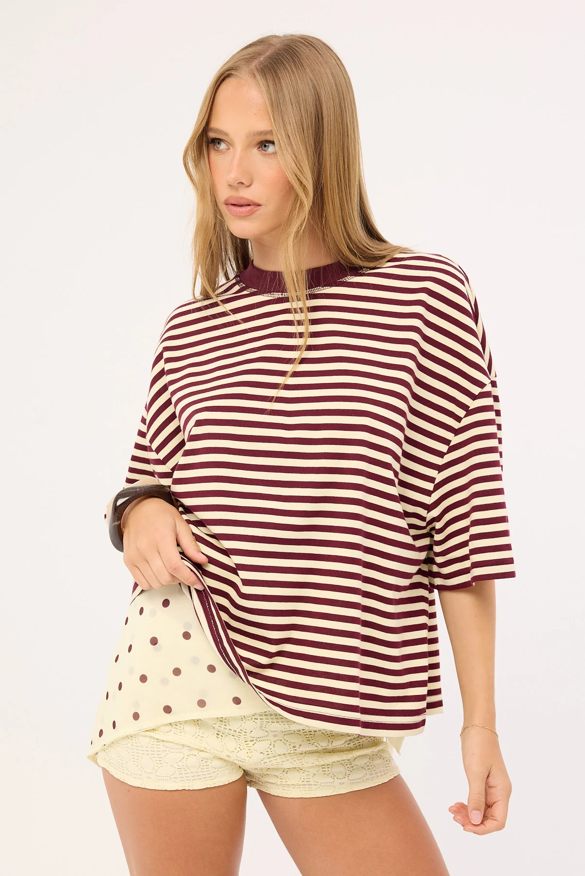 Lioness Bloom Short Sleeve Plum Stripe - Image 7