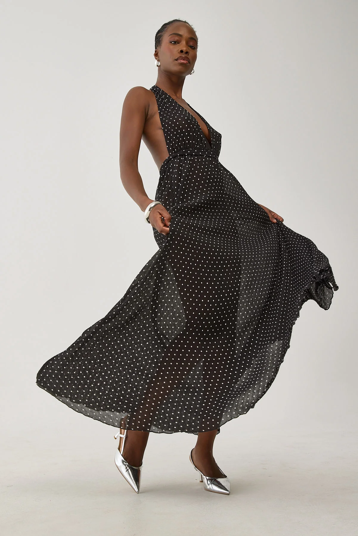 Lioness District Maxi Dress Onyx Polka - Image 2