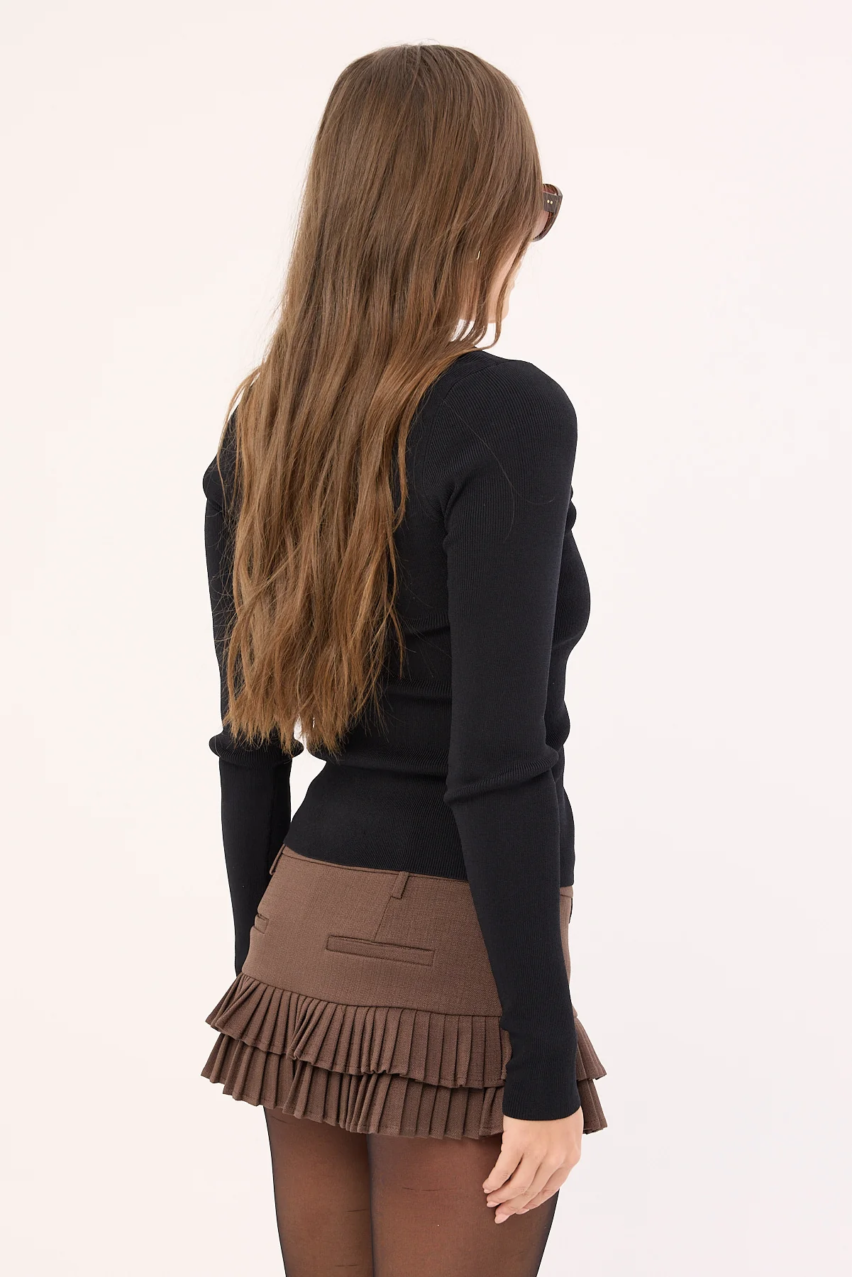 Lioness Double Ruffle Mini Skort Chocolate - Image 4