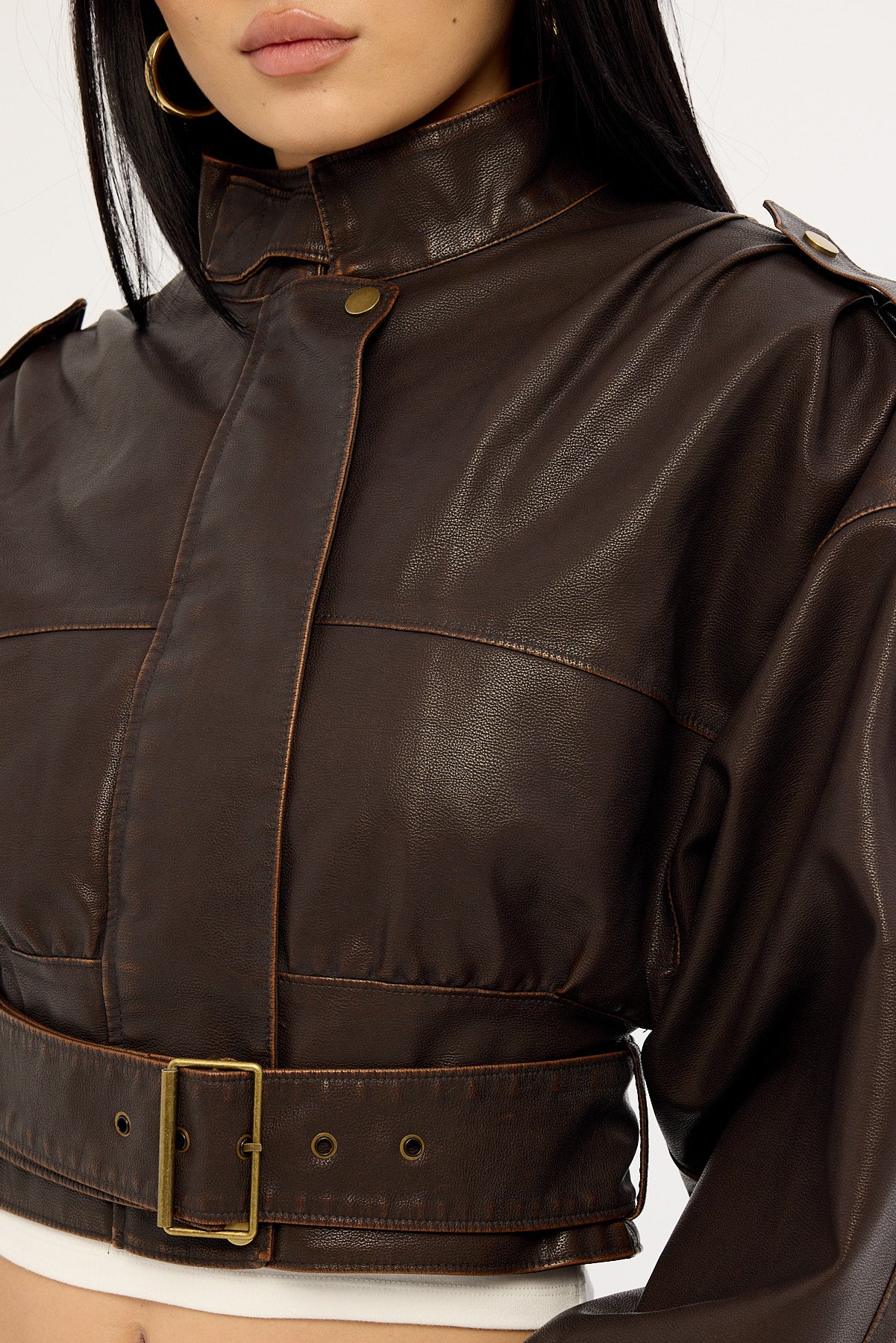Lioness Gigi Leather Jacket Chocolate - Image 3