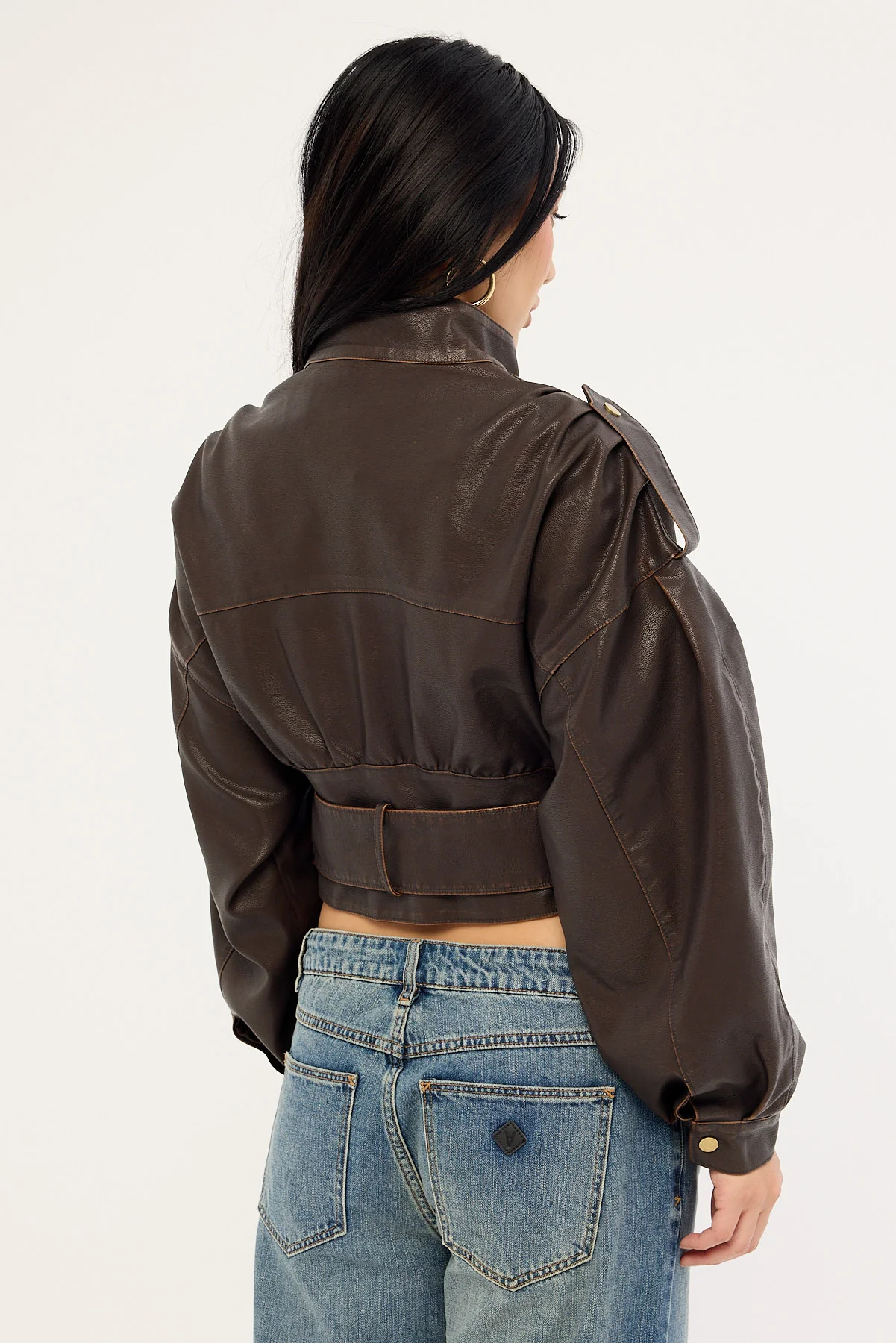 Lioness Gigi Leather Jacket Chocolate - Image 5