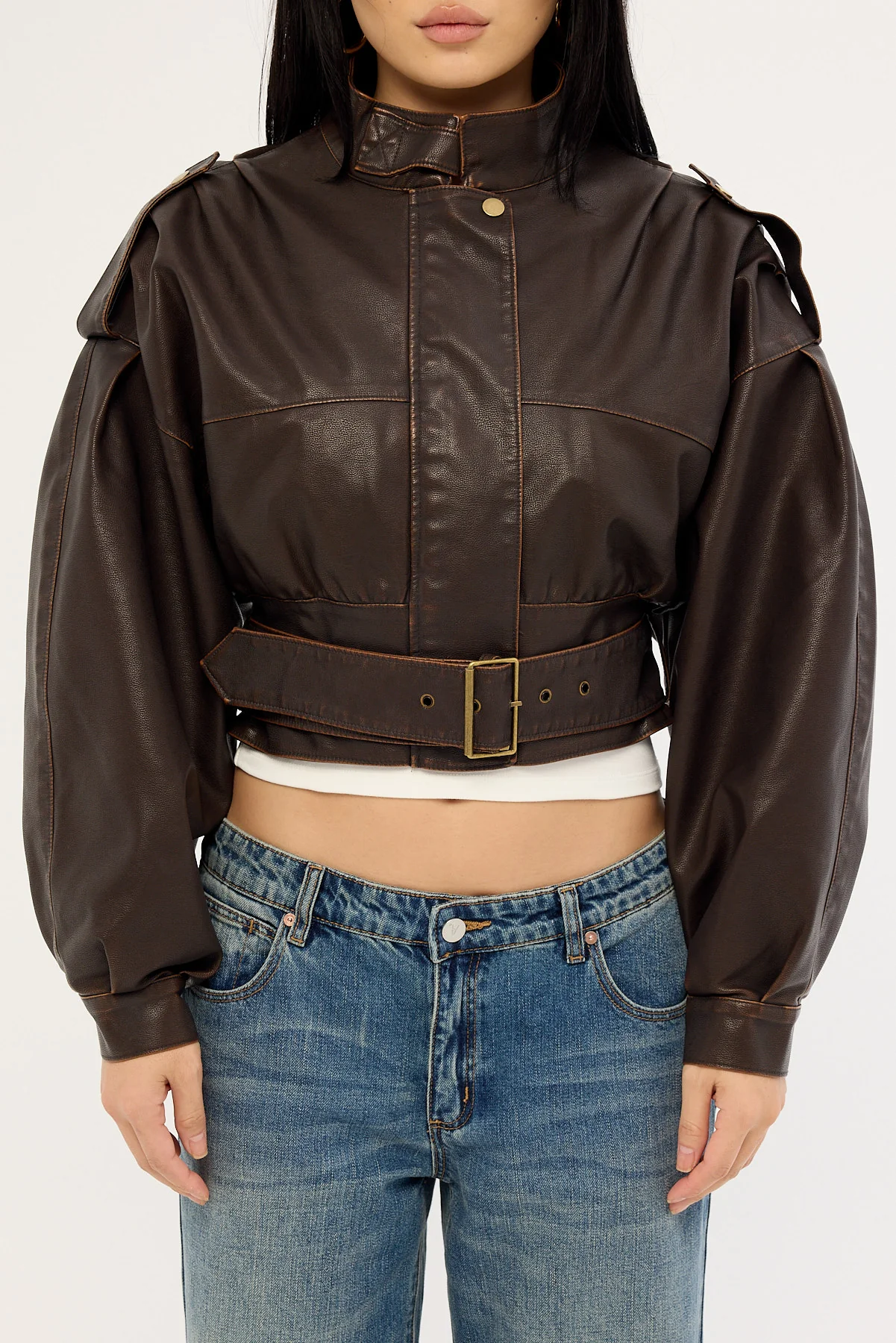 Lioness Gigi Leather Jacket Chocolate - Image 6