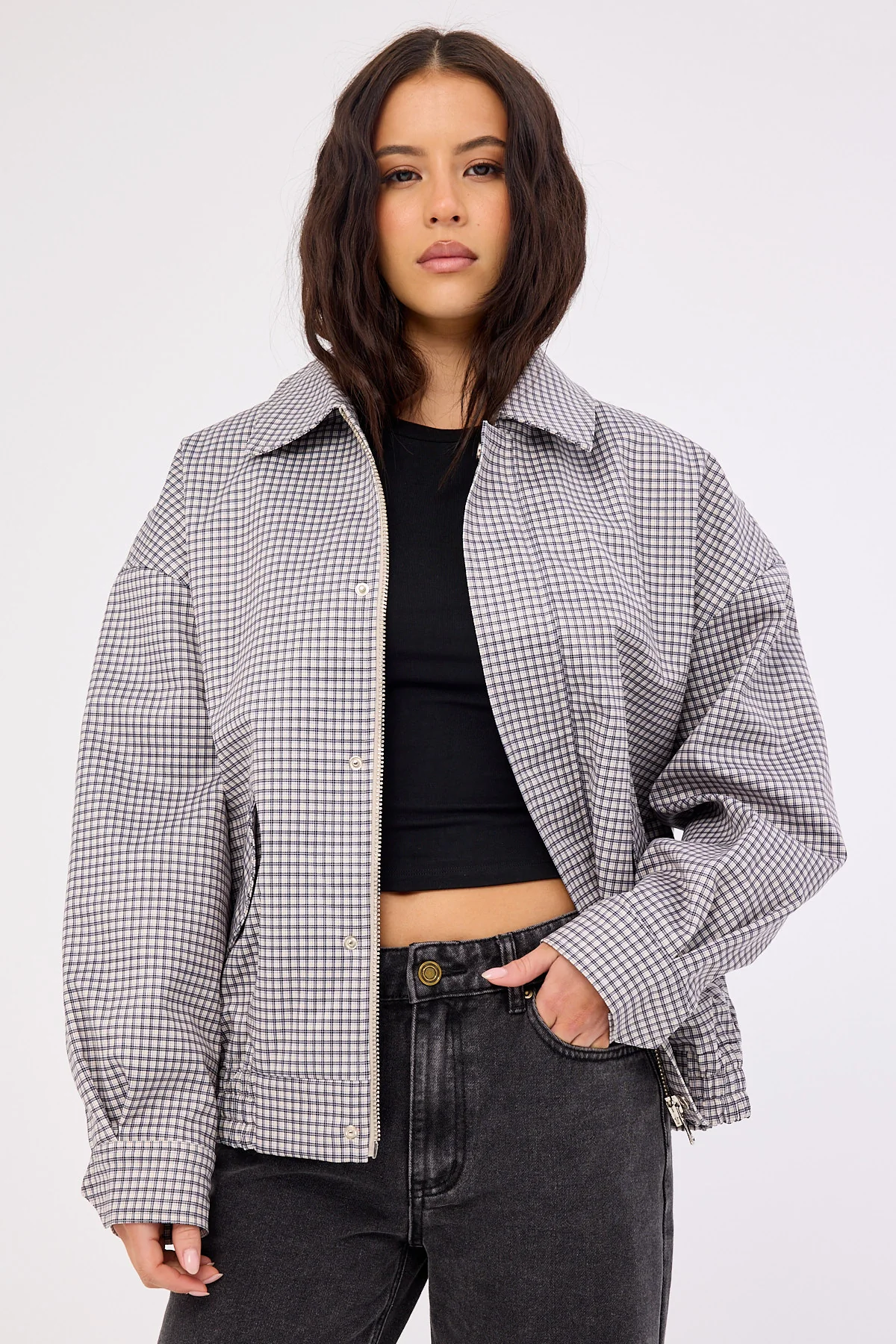 Lioness Kenny Bomber Cream Check - Image 3