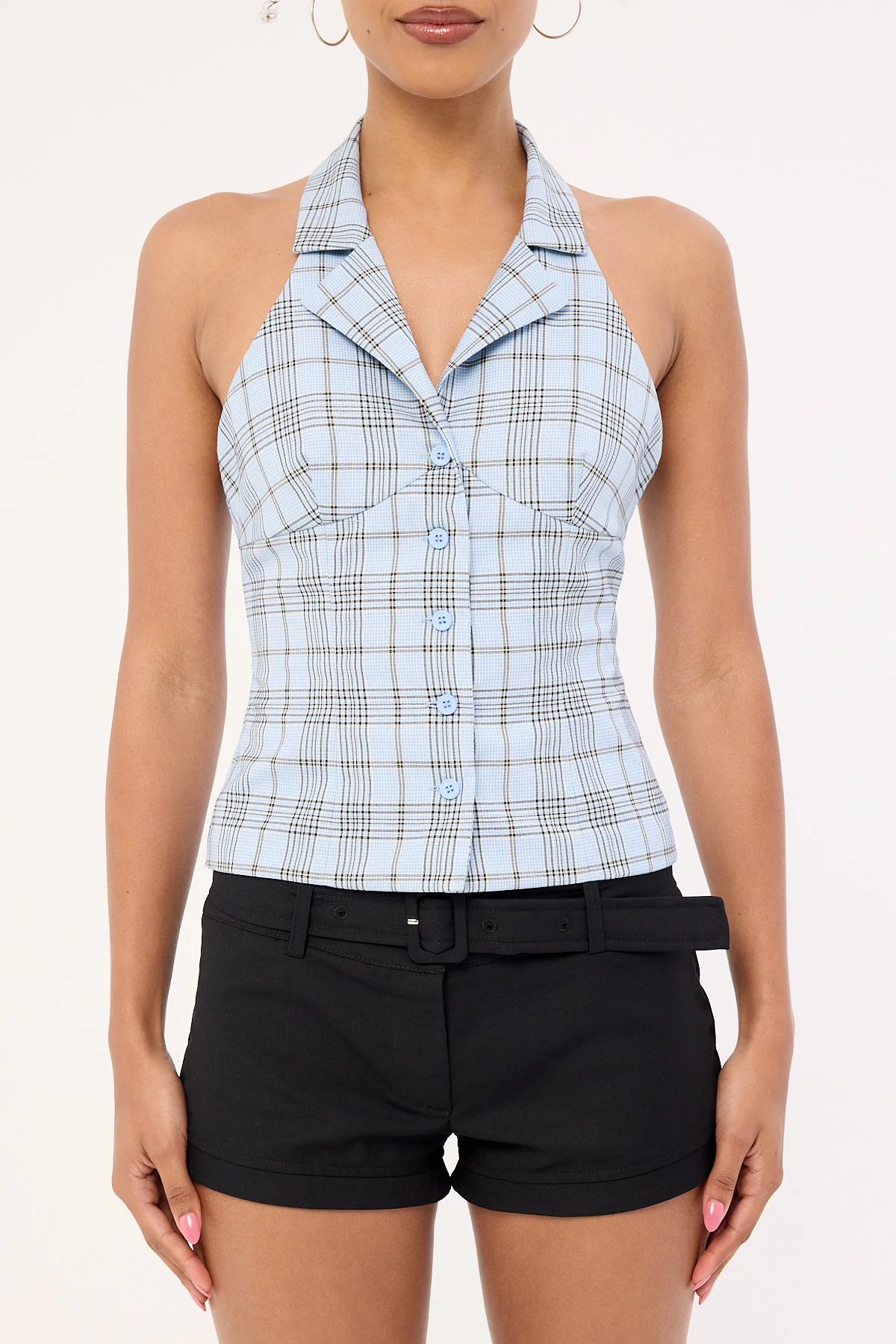 Lioness Lure Top Baby Blue Plaid - Image 5