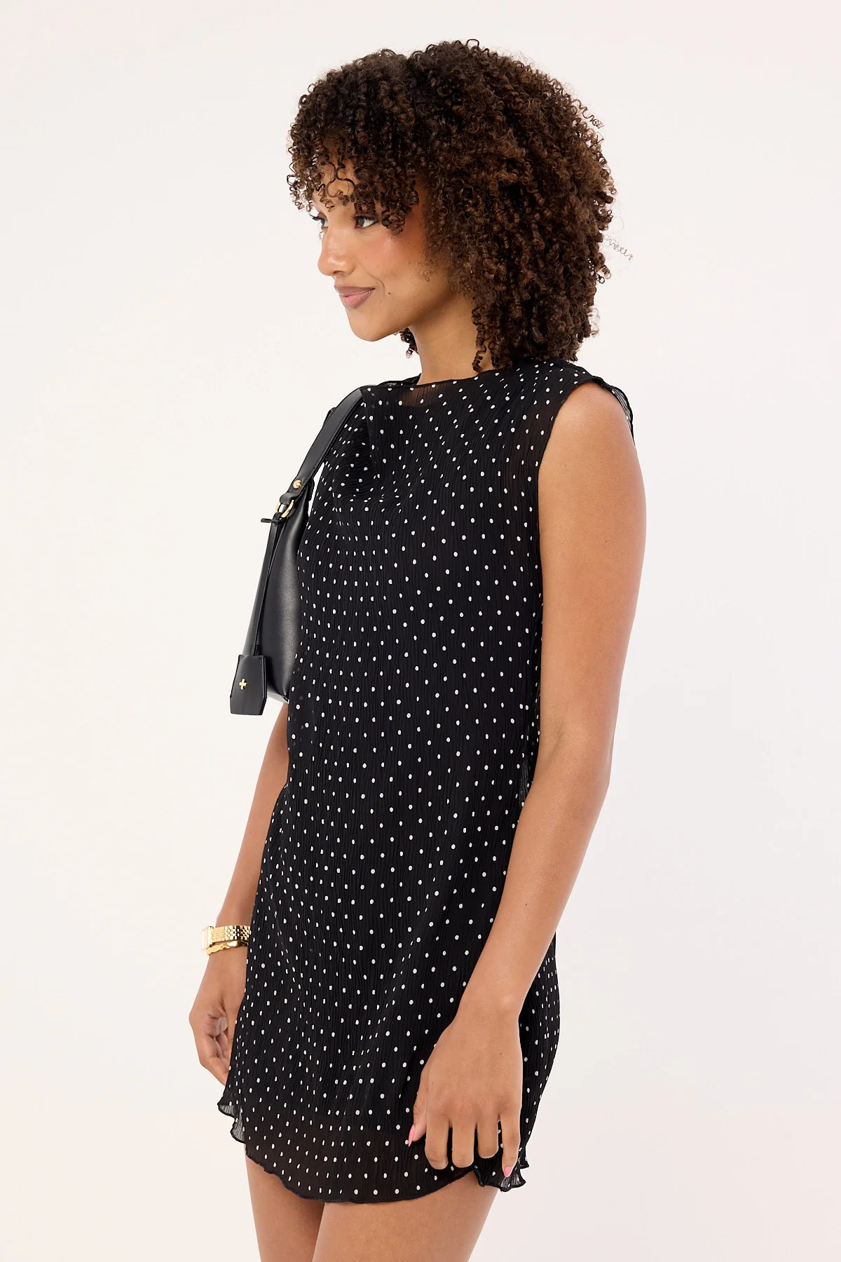 Lioness Mariner Mini Dress Noir Polka - Image 3