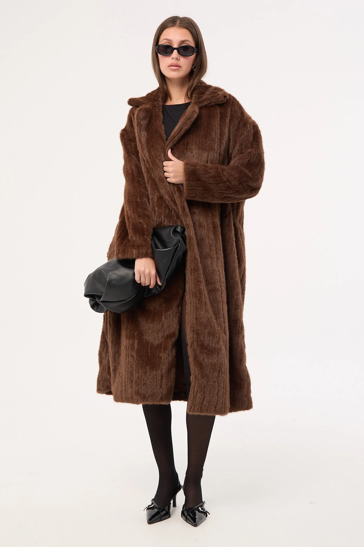 Lioness Moss Faux Fur Coat Chocolate - Image 2