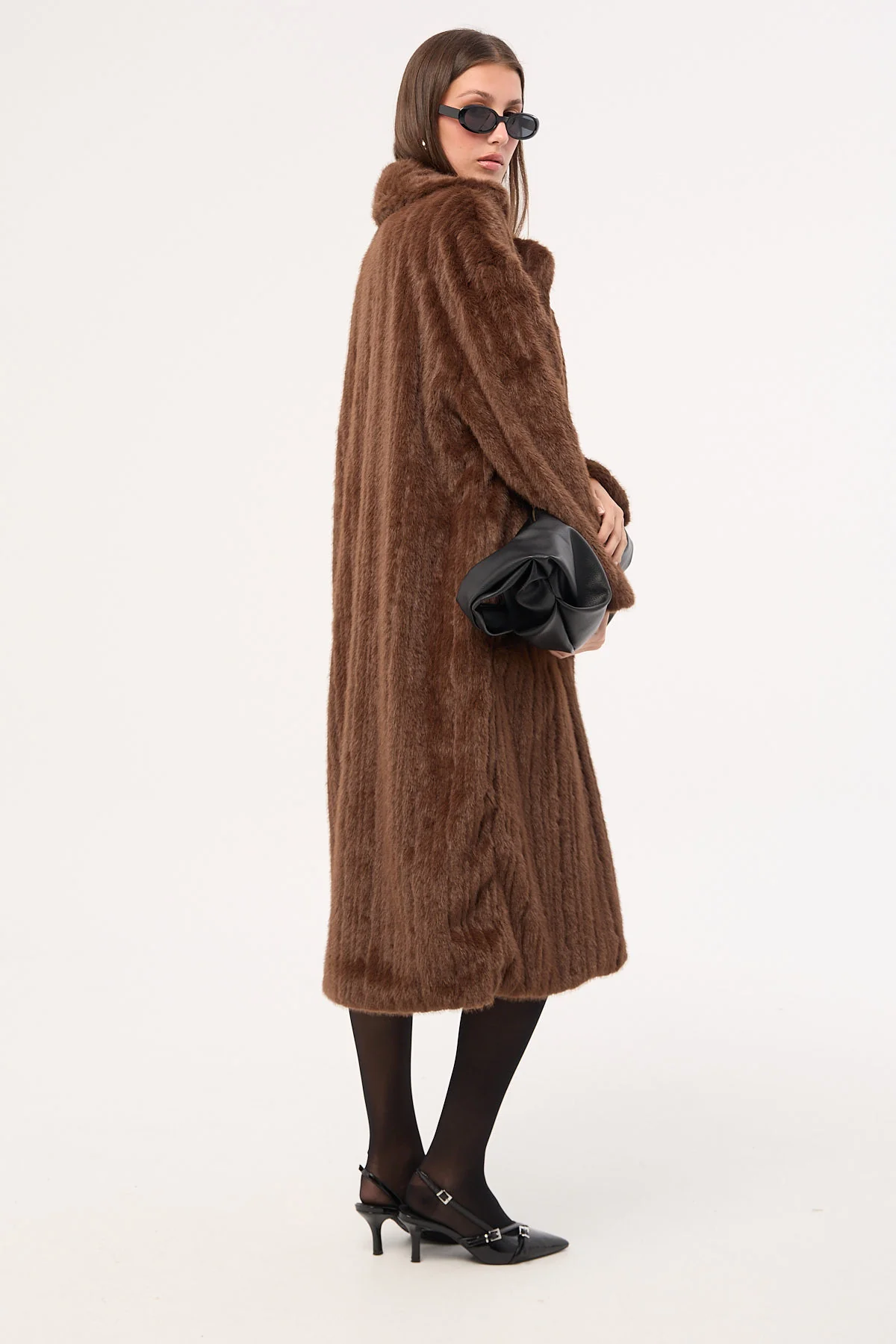 Lioness Moss Faux Fur Coat Chocolate - Image 5