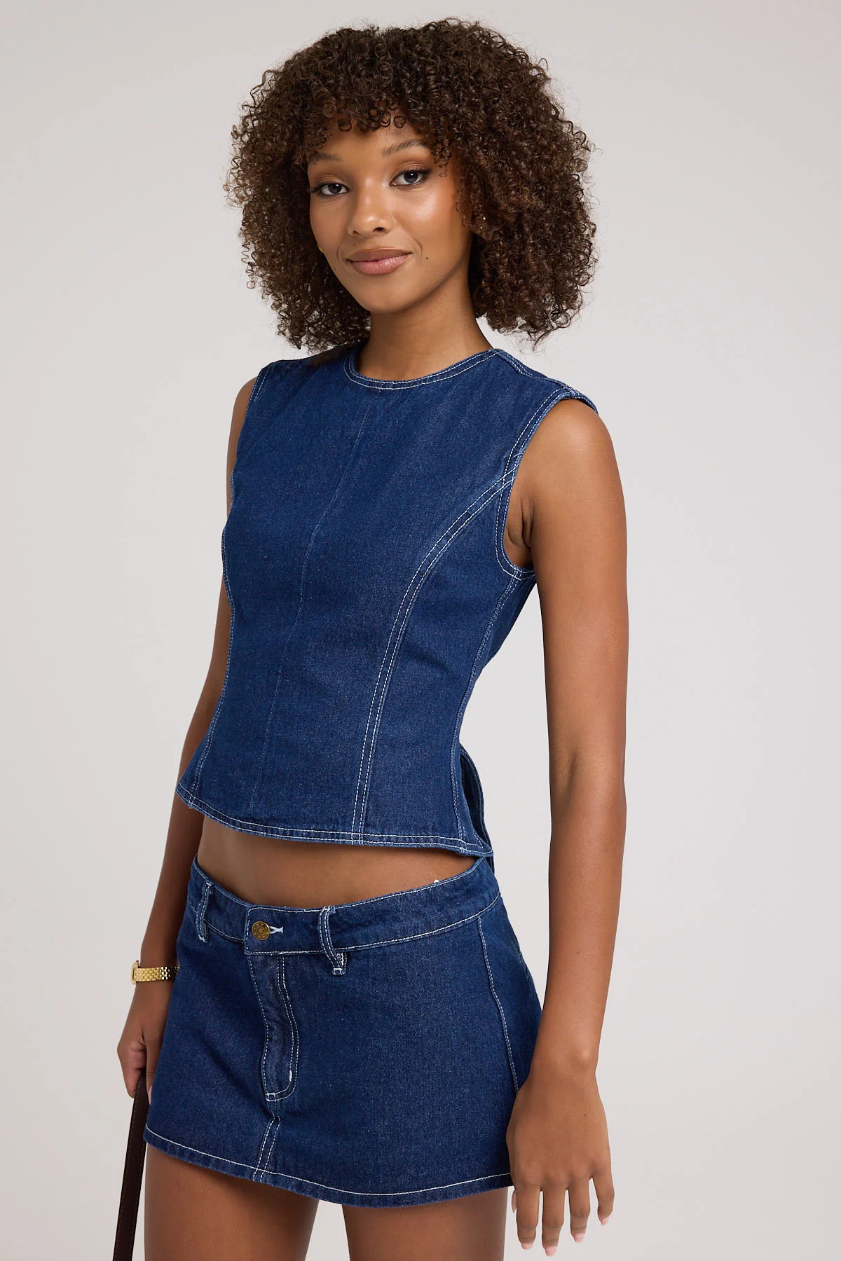 Lioness Rhode Mini Skort Blue Denim - Image 3