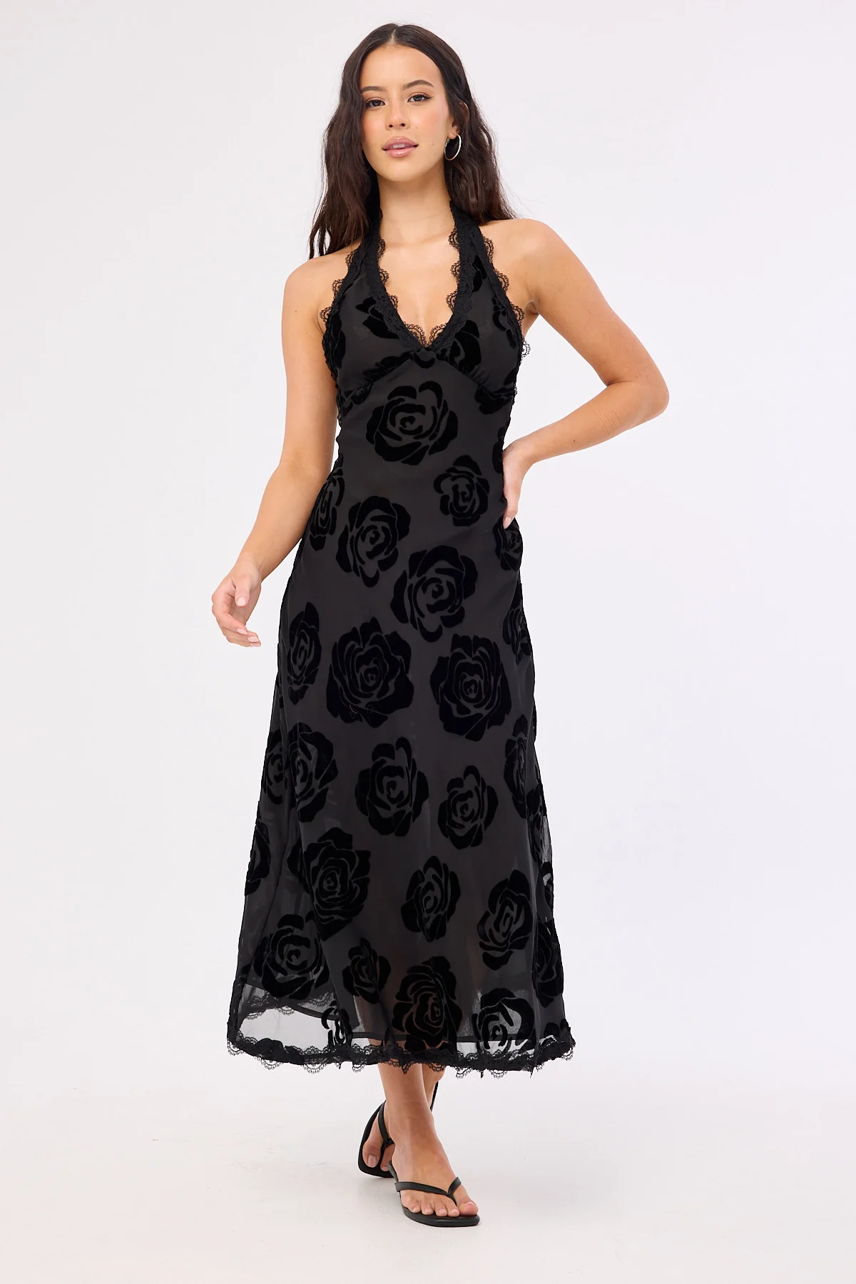 Lioness Stars Align Midi Dress Burnt Noir Rose - Image 2