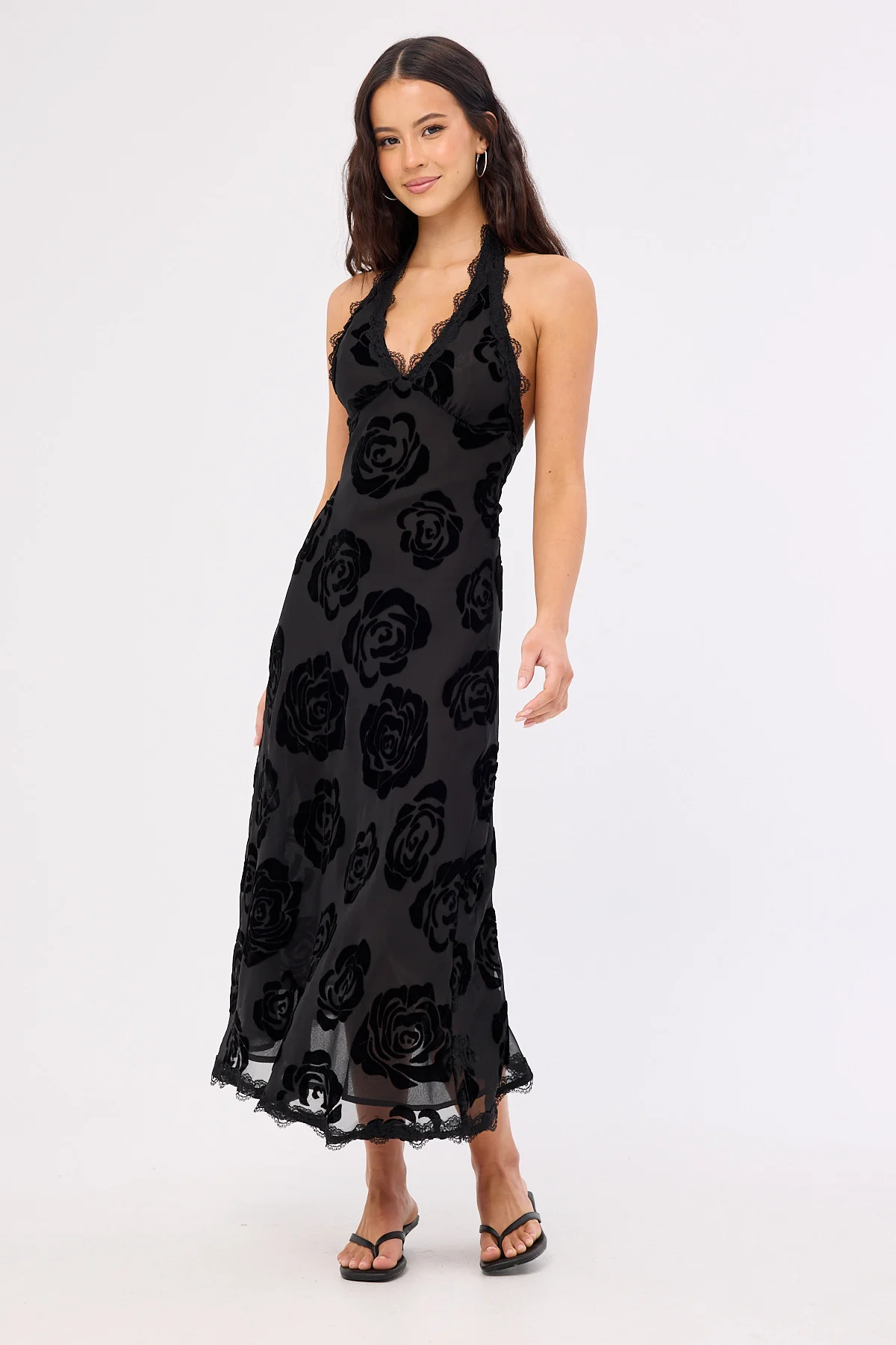 Lioness Stars Align Midi Dress Burnt Noir Rose - Image 3