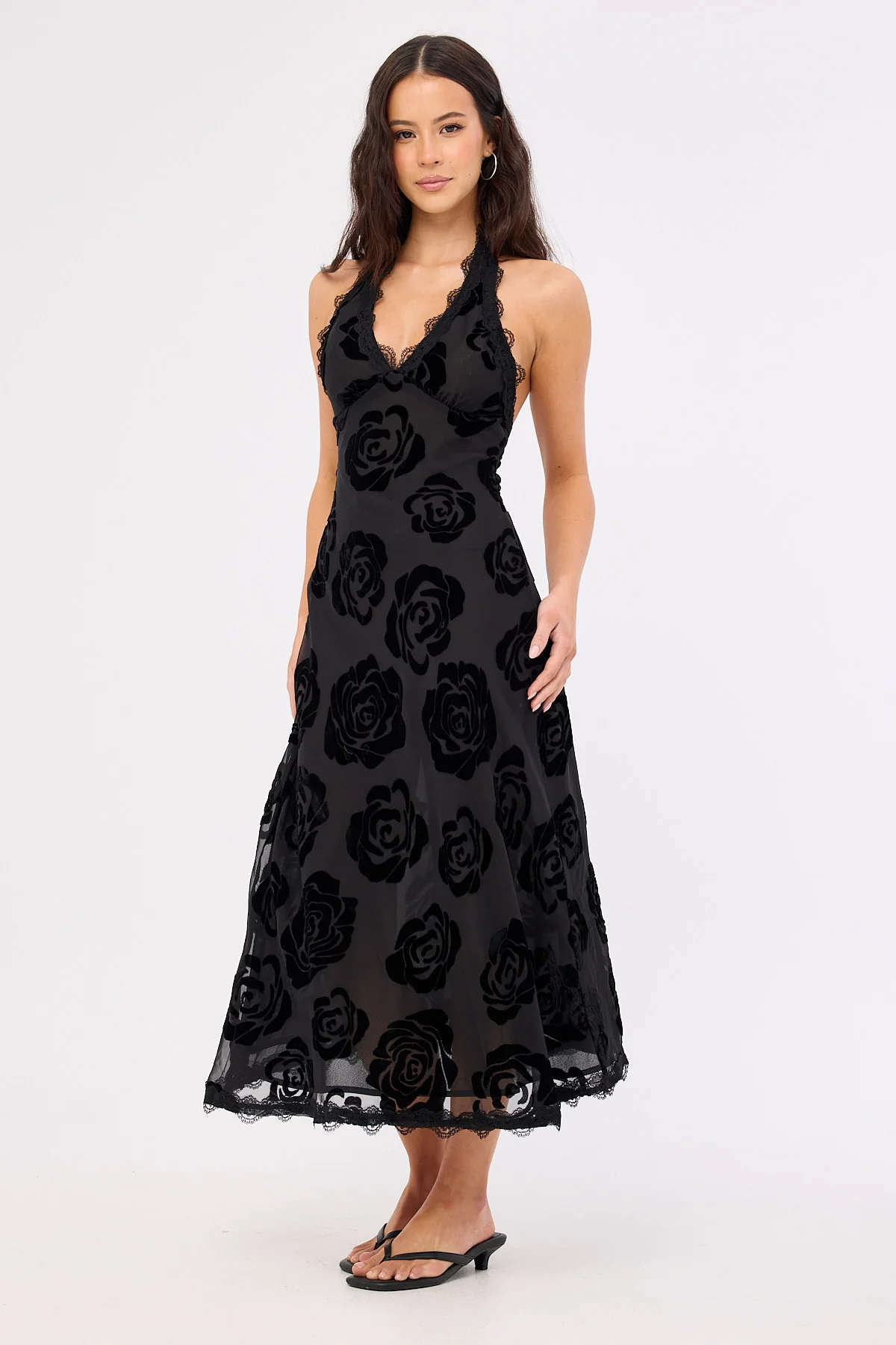 Lioness Stars Align Midi Dress Burnt Noir Rose - Image 5