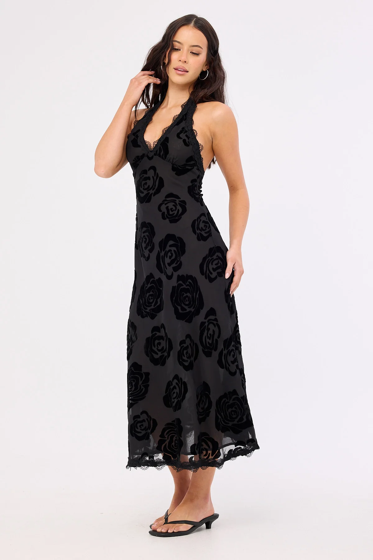 Lioness Stars Align Midi Dress Burnt Noir Rose - Image 6