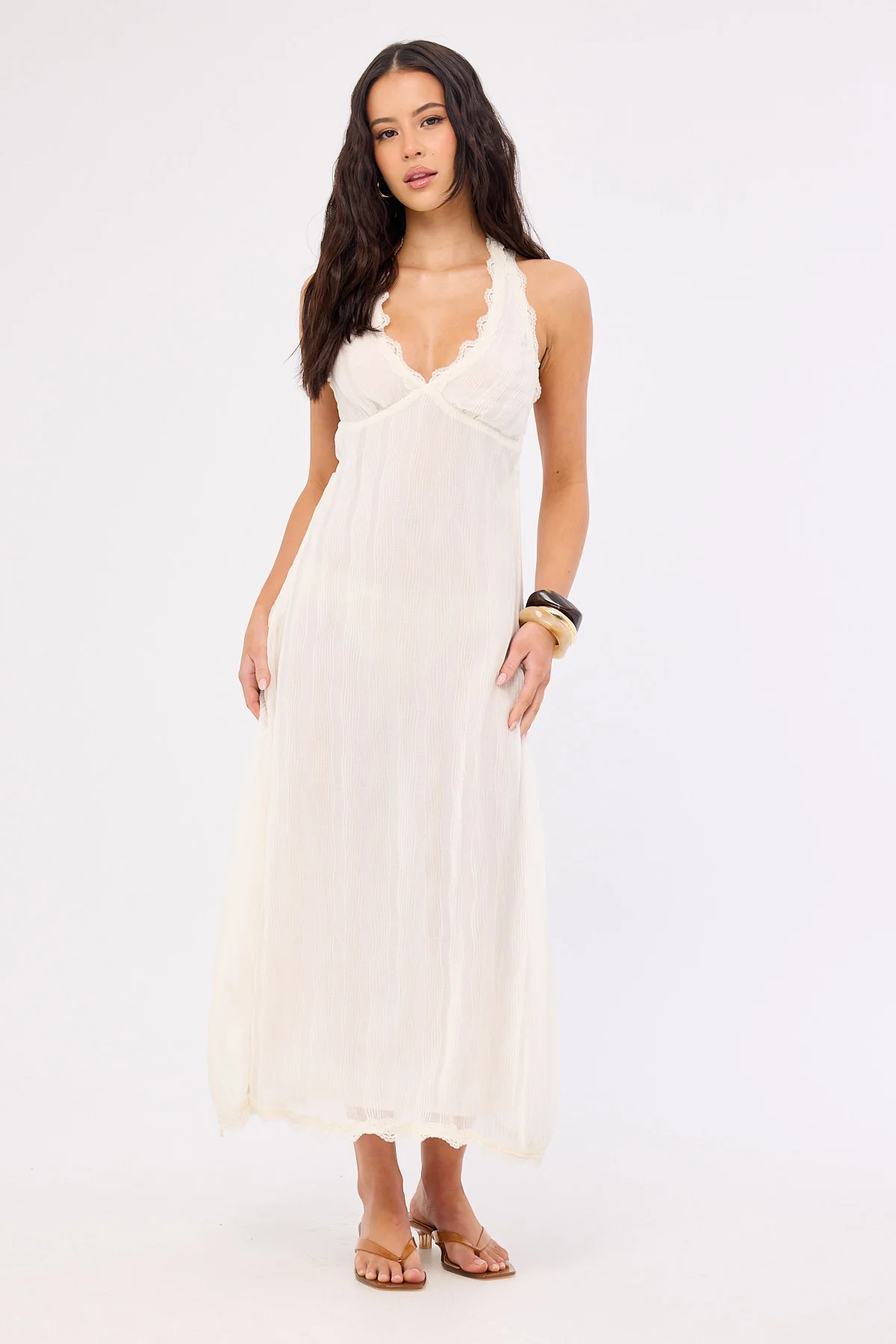 Lioness Stars Align Midi Dress Cream