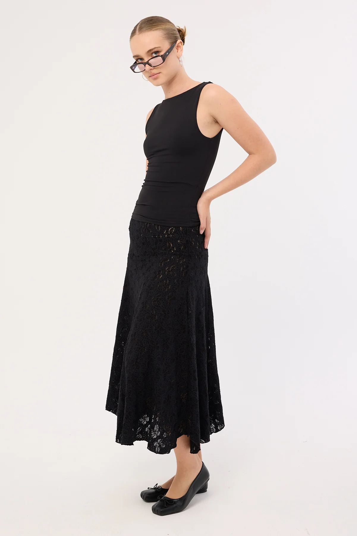 Lioness Tidal Midi Skirt Ink