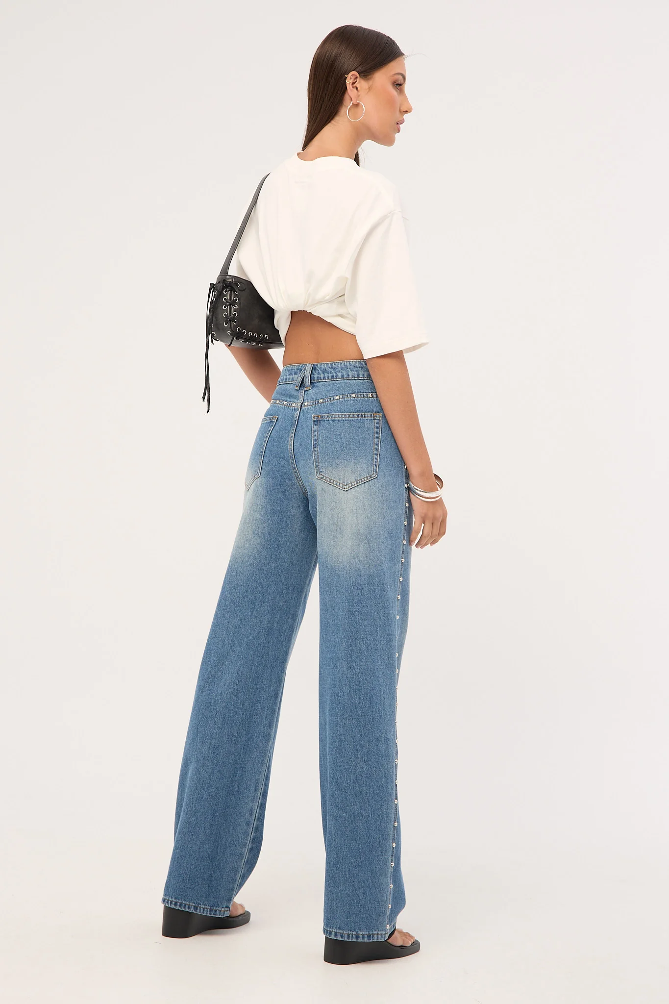 Lioness Top Model Studded Jean Mid Wash - Image 6