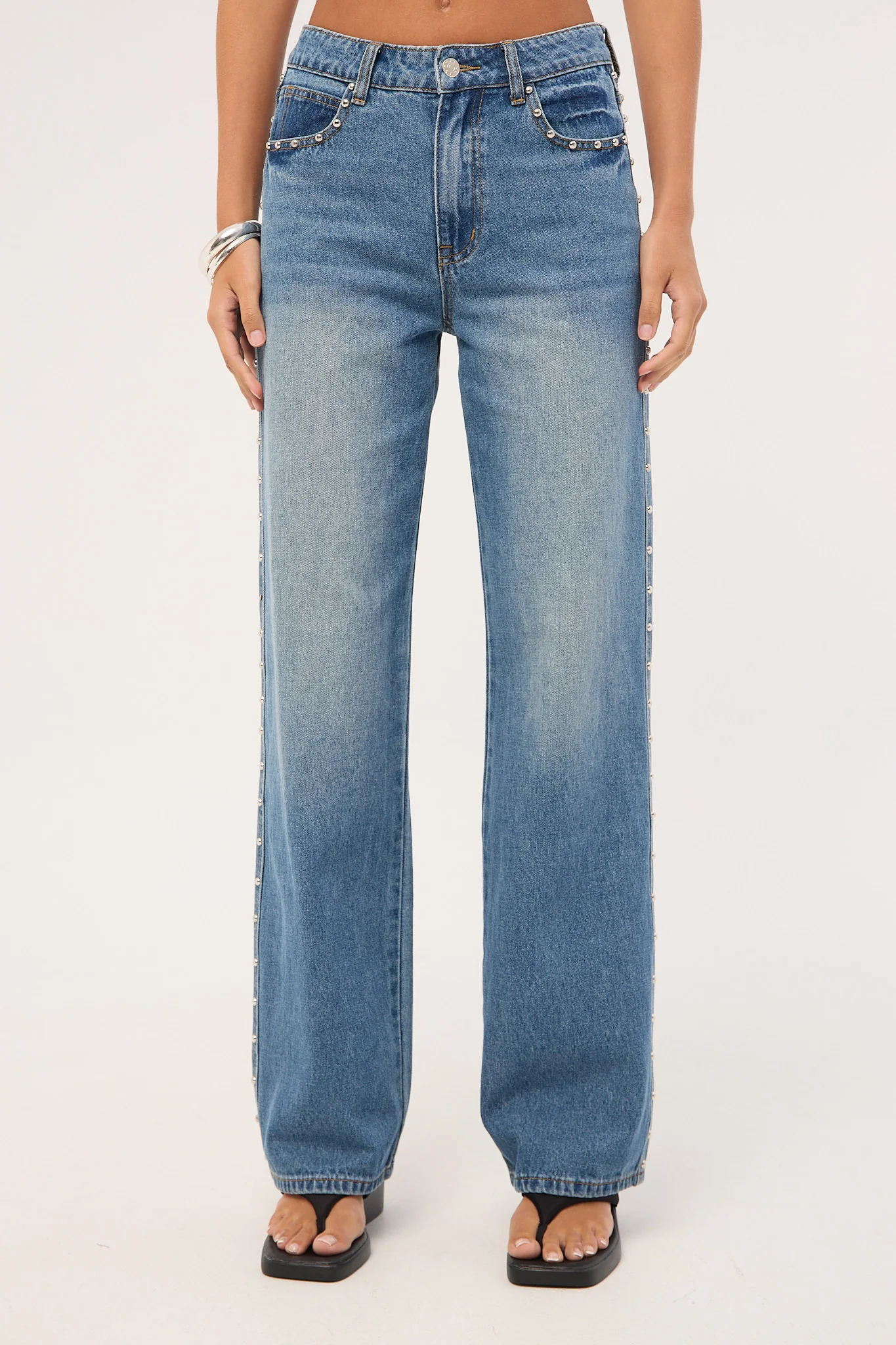 Lioness Top Model Studded Jean Mid Wash - Image 8