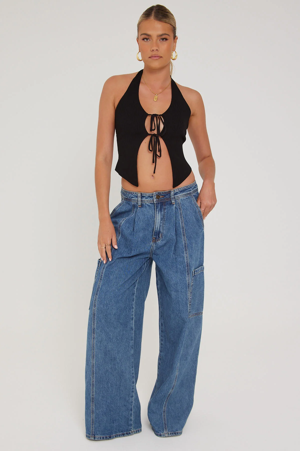 Lioness Veneda Baggy Jean Blue Denim