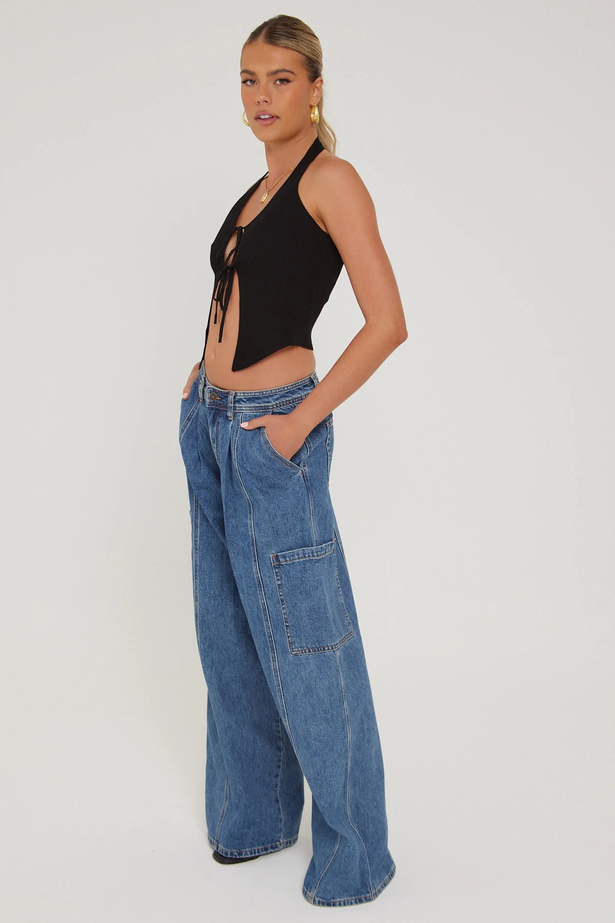 Lioness Veneda Baggy Jean Blue Denim - Image 2
