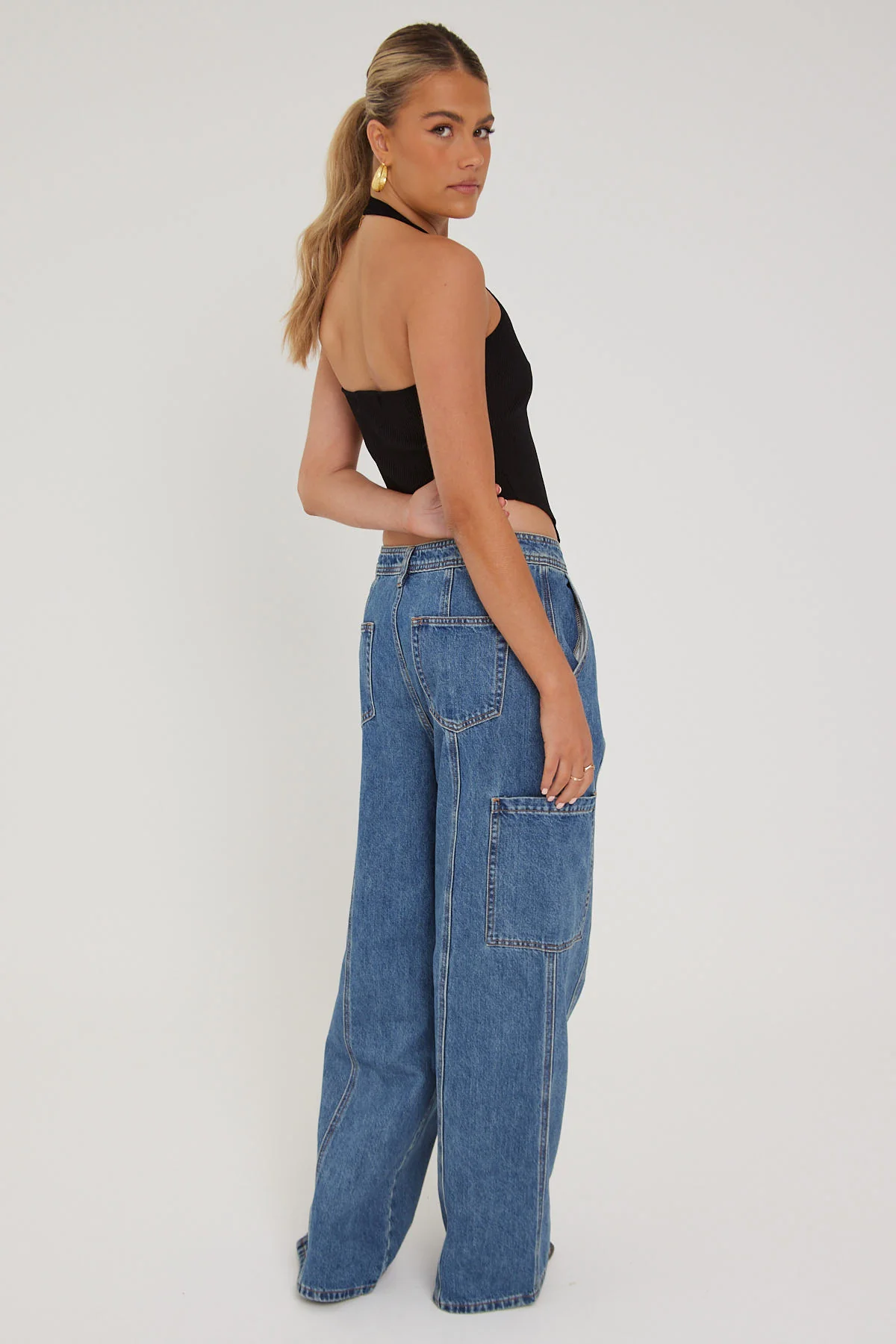Lioness Veneda Baggy Jean Blue Denim - Image 3