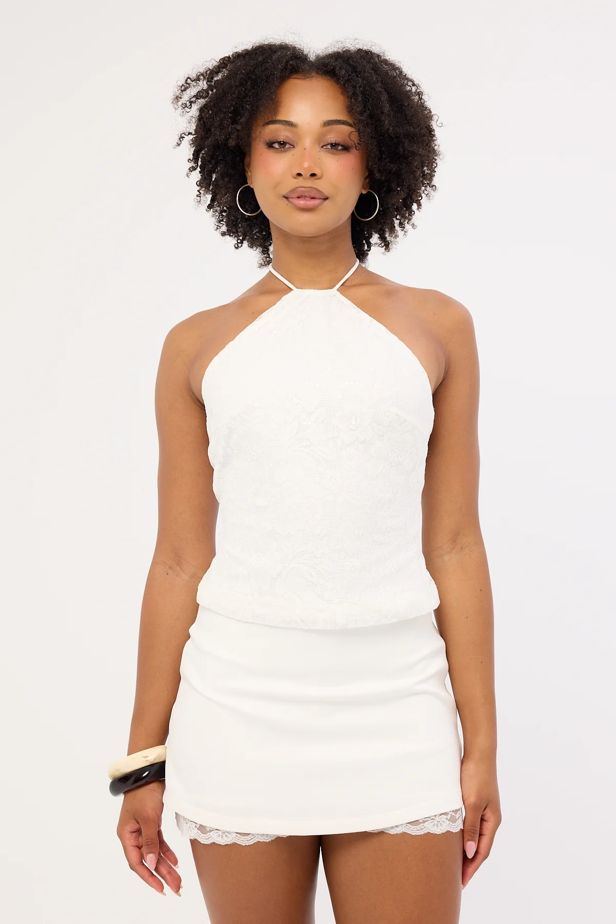 Luck & Trouble Addison Tailored Lace Bloomer Skort Cream - Image 2