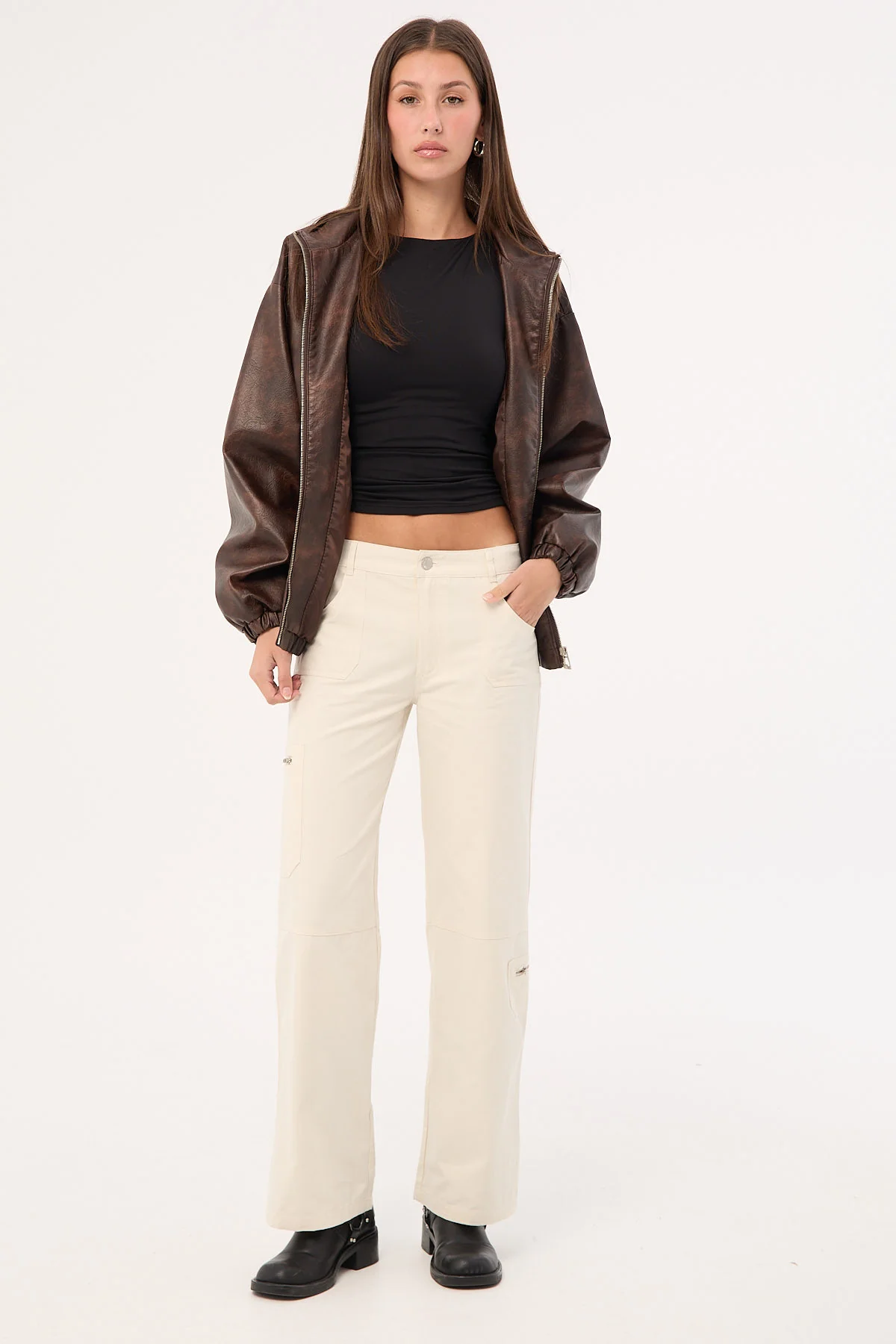 Luck & Trouble Aesha Low Rise Cargo Pant Stone