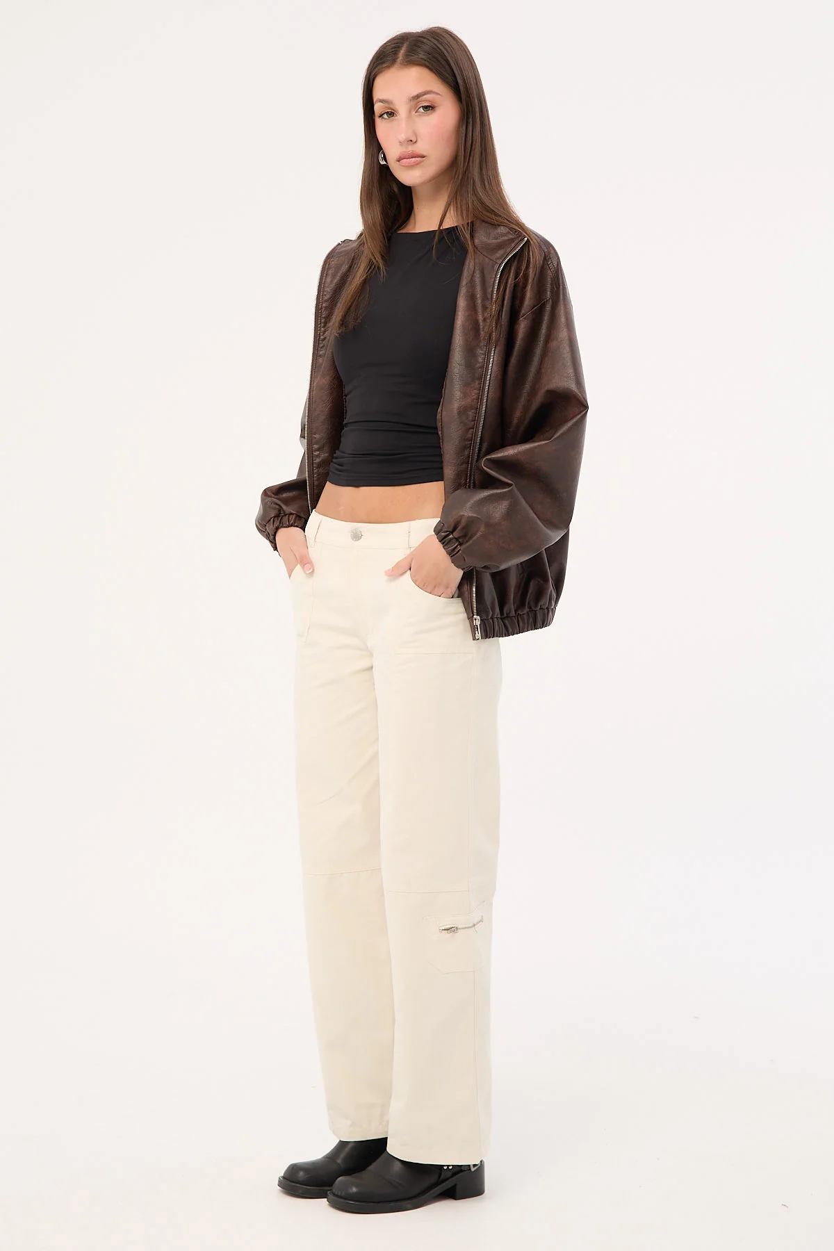 Luck & Trouble Aesha Low Rise Cargo Pant Stone - Image 2