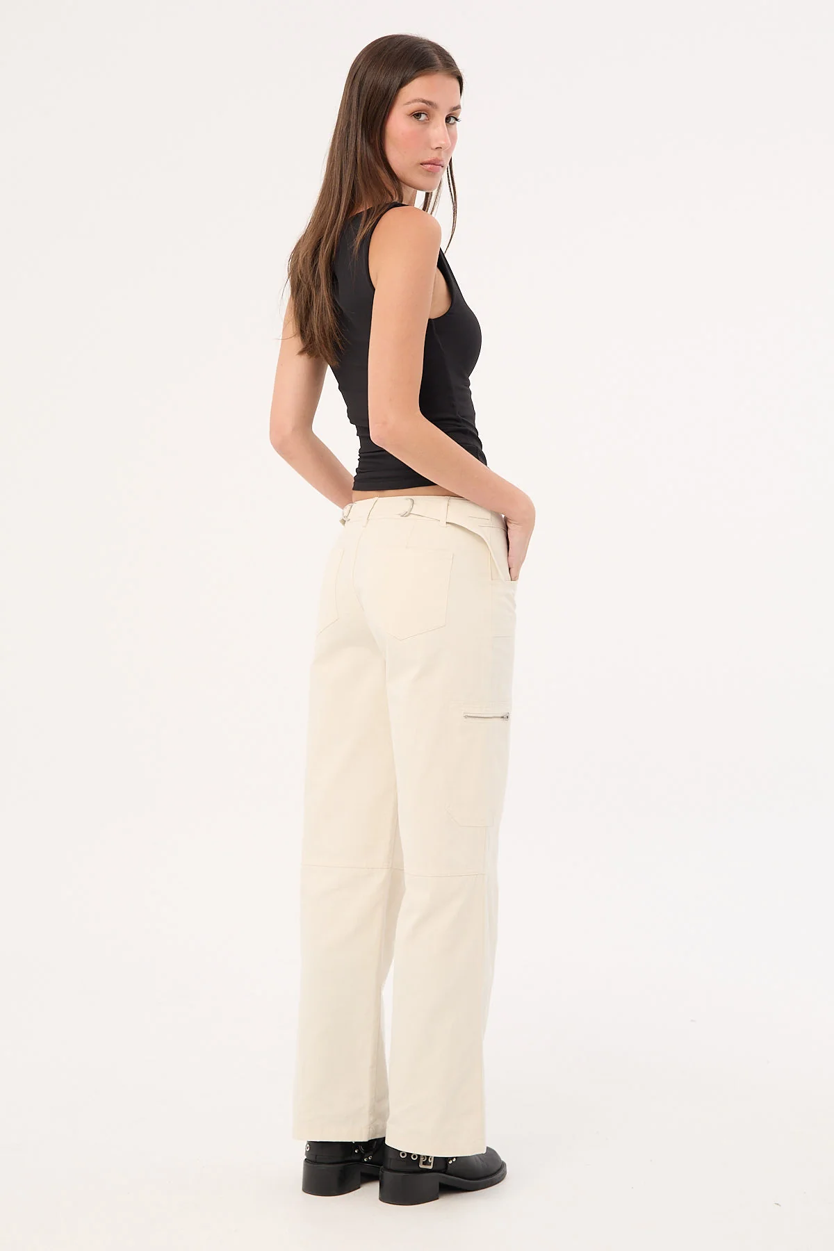 Luck & Trouble Aesha Low Rise Cargo Pant Stone - Image 4
