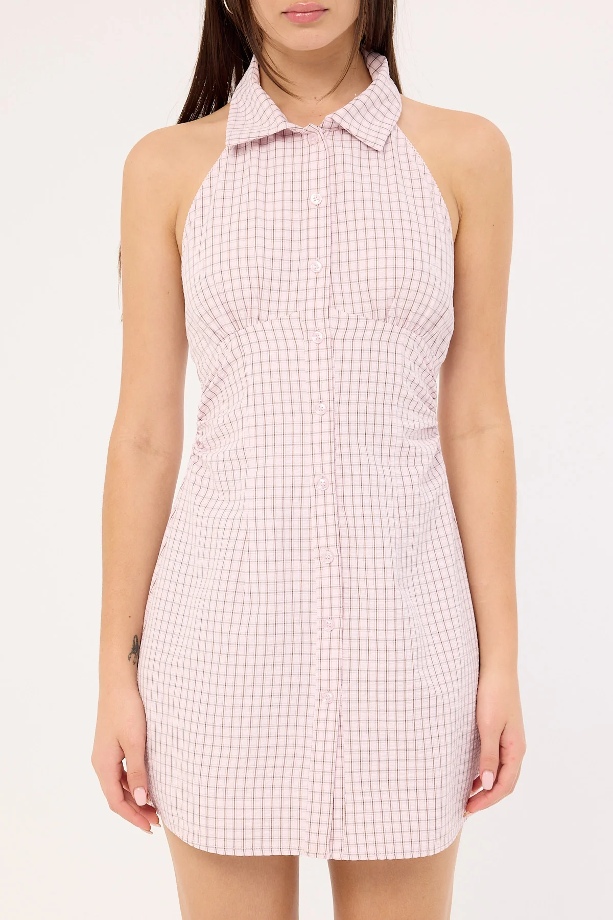 Luck & Trouble Alani Mini Dress Pink Check - Image 7